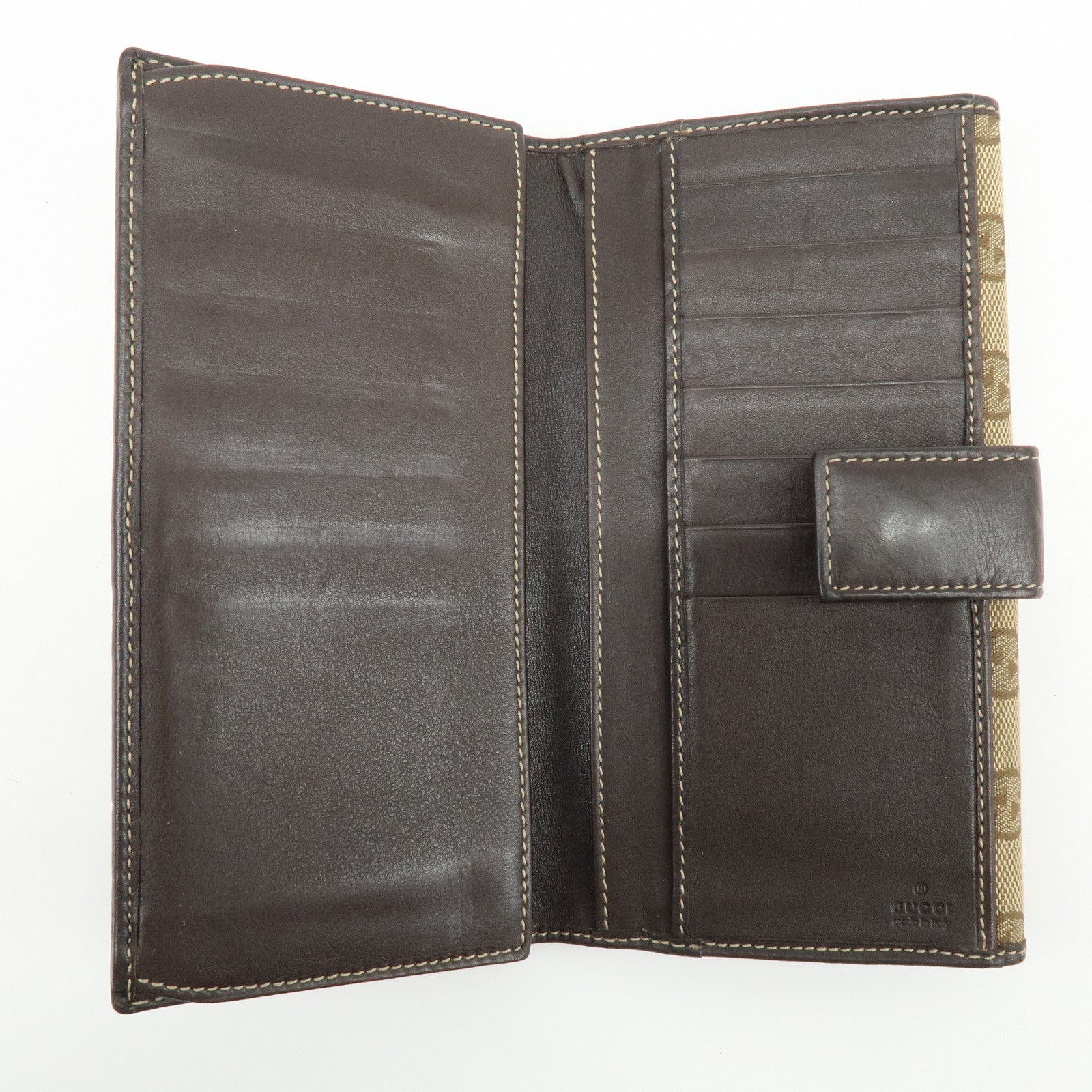 GUCCI Lovely Heart GG Canvas Leather Long Wallet Brown 245723