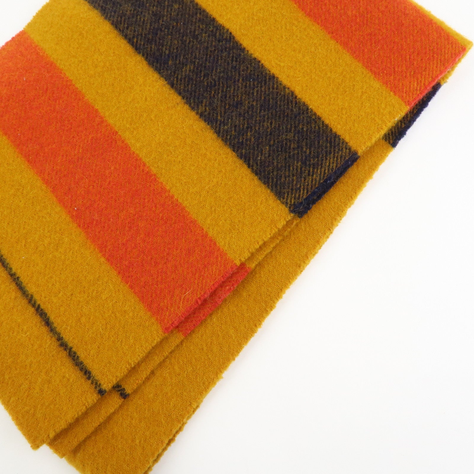 HERMES Rocabar logo Wool 100% Scarf Stole Muffler Yellow