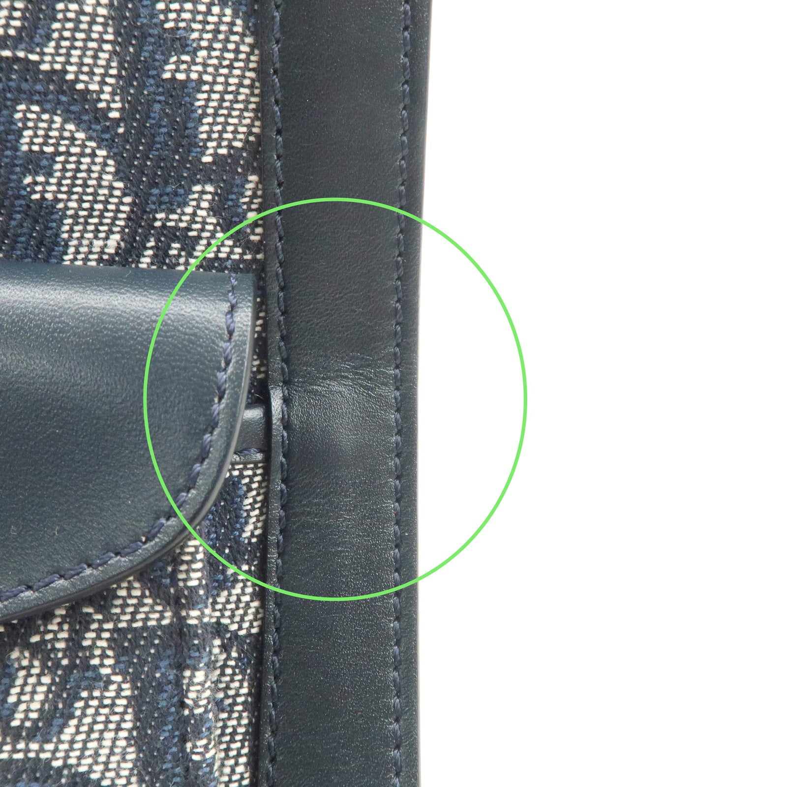 Christian Dior Trotter Canvas Leather Tote Bag Hand Bag Navy Used