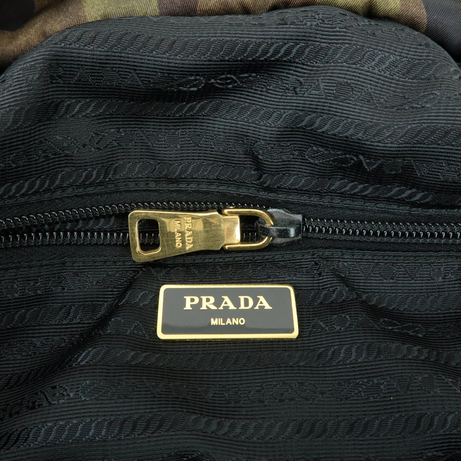 PRADA Triangle Logo Nylon Saffiano Leather 2Way Hand Shoulder Bag Khaki