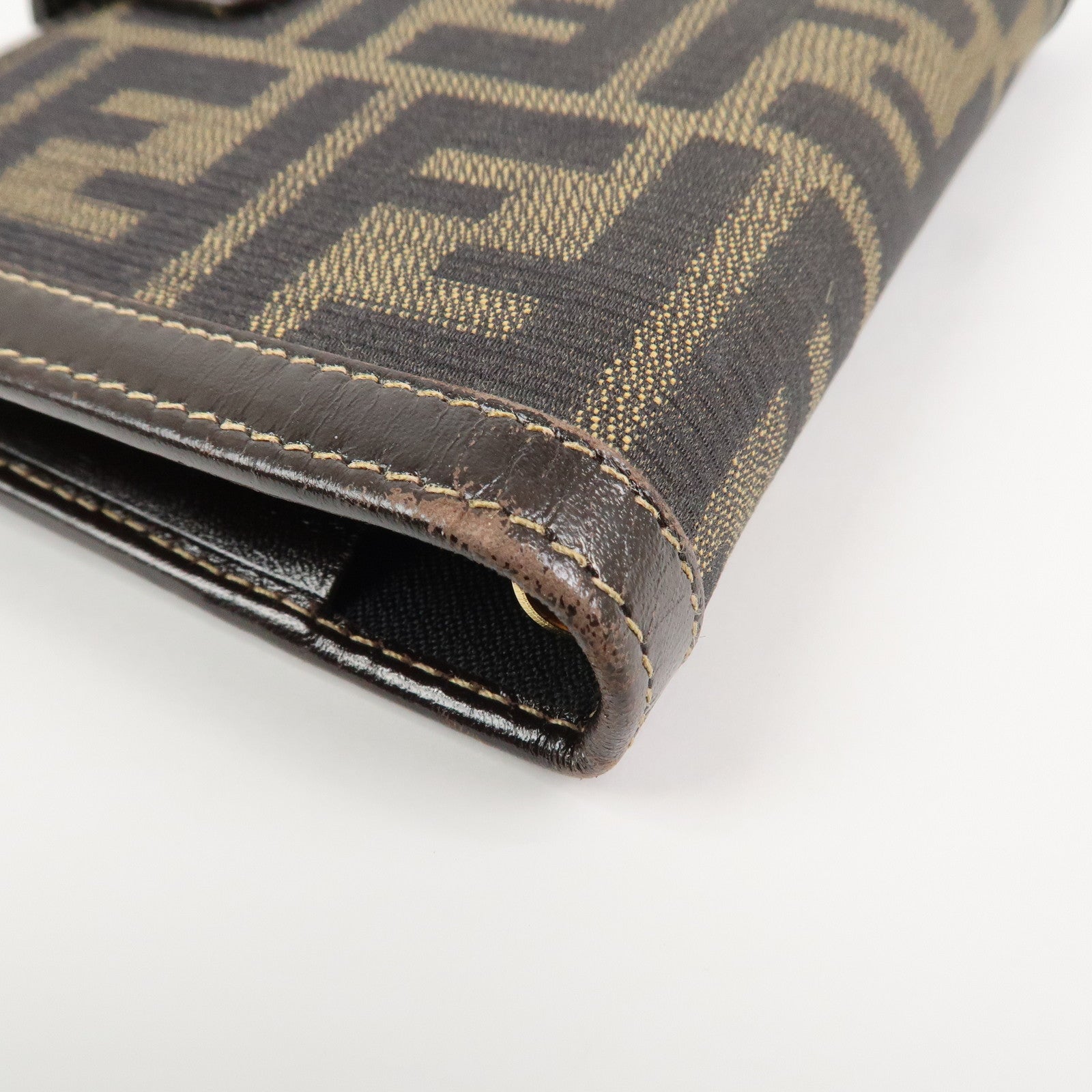 FENDI Zucca Canvas Leather Agenda Planner Cover Brown 30153