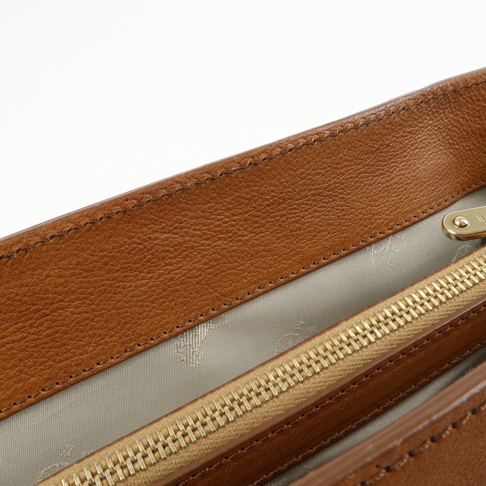 CELINE Logo Leather Boogie Bag Hand Bag Tote Bag Brown