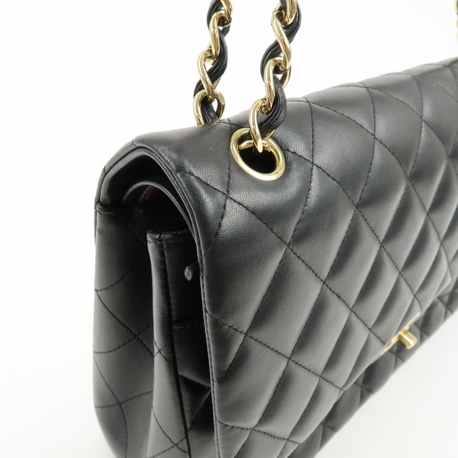 CHANEL Matelasse Lamb Skin Chain Shoulder Bag Black A58600
