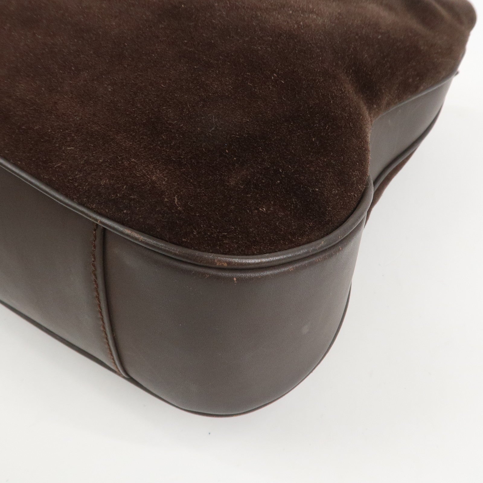 GUCCI Bamboo Suede 2WAY Bag Shoulder Bag Dark Brown 001.3754.1657