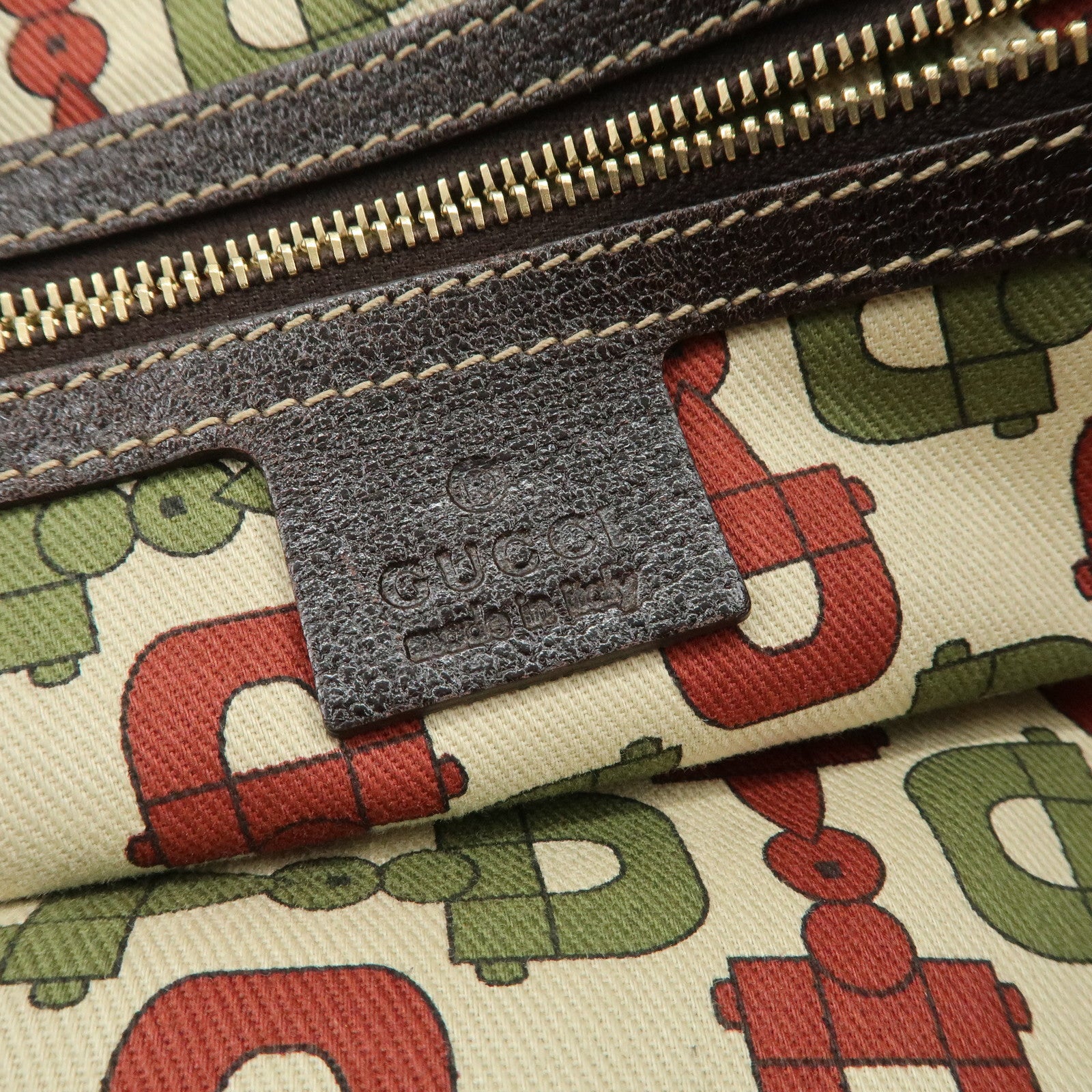 GUCCI GG Monogram Canvas Leather Tote Bag Beige Mushroom 163695