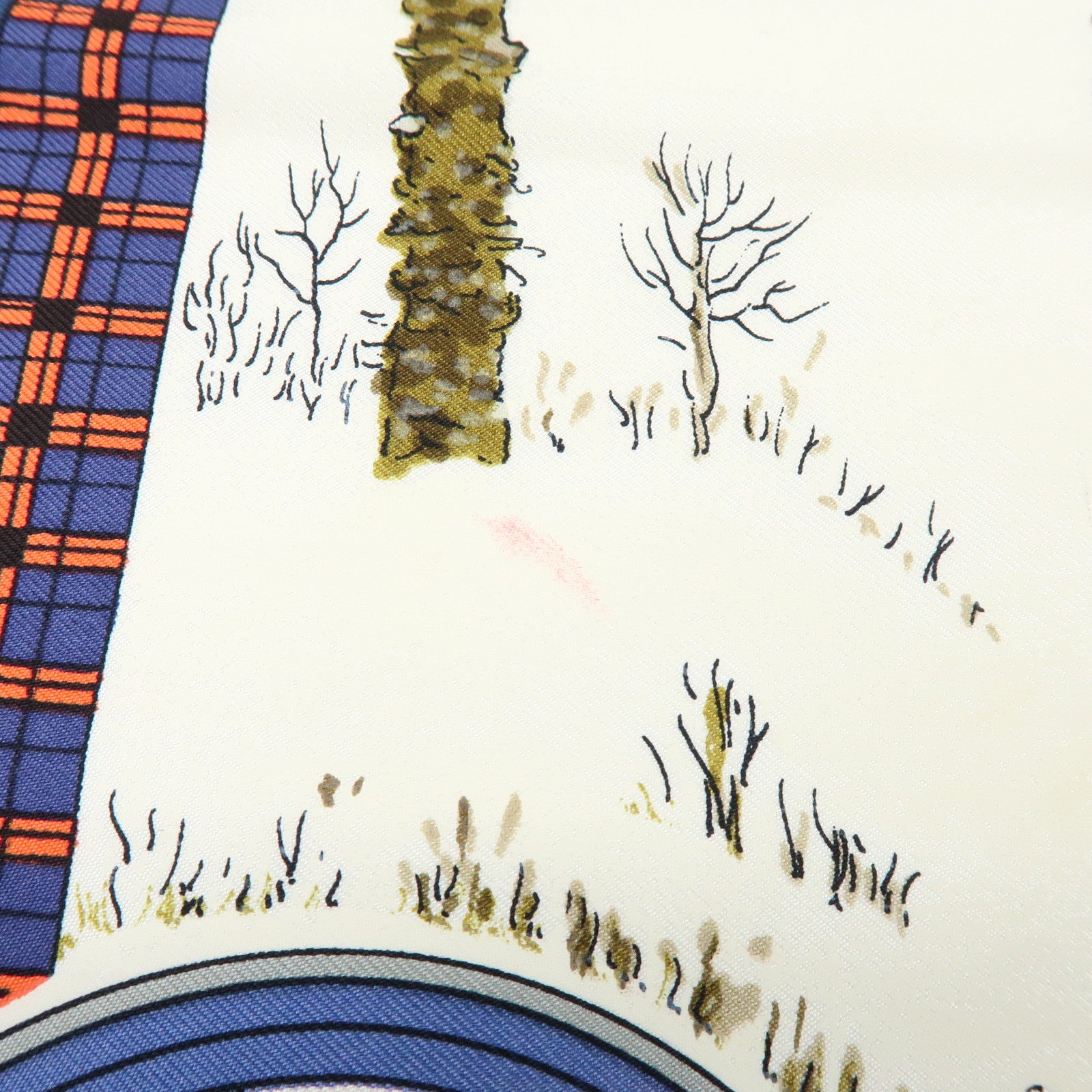 HERMES Carre 90 Silk 100% L'HIVER EN POSTE Scarf Navy Brown