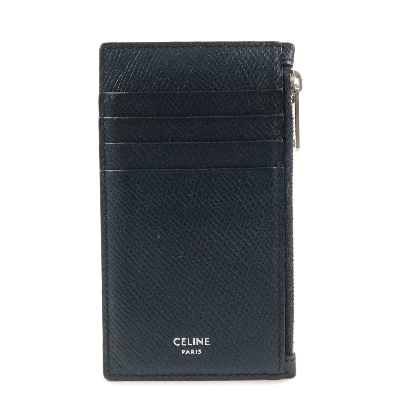 CELINE Logo Leather Card Case Card Holder FragmentﾂCase Dark Navy