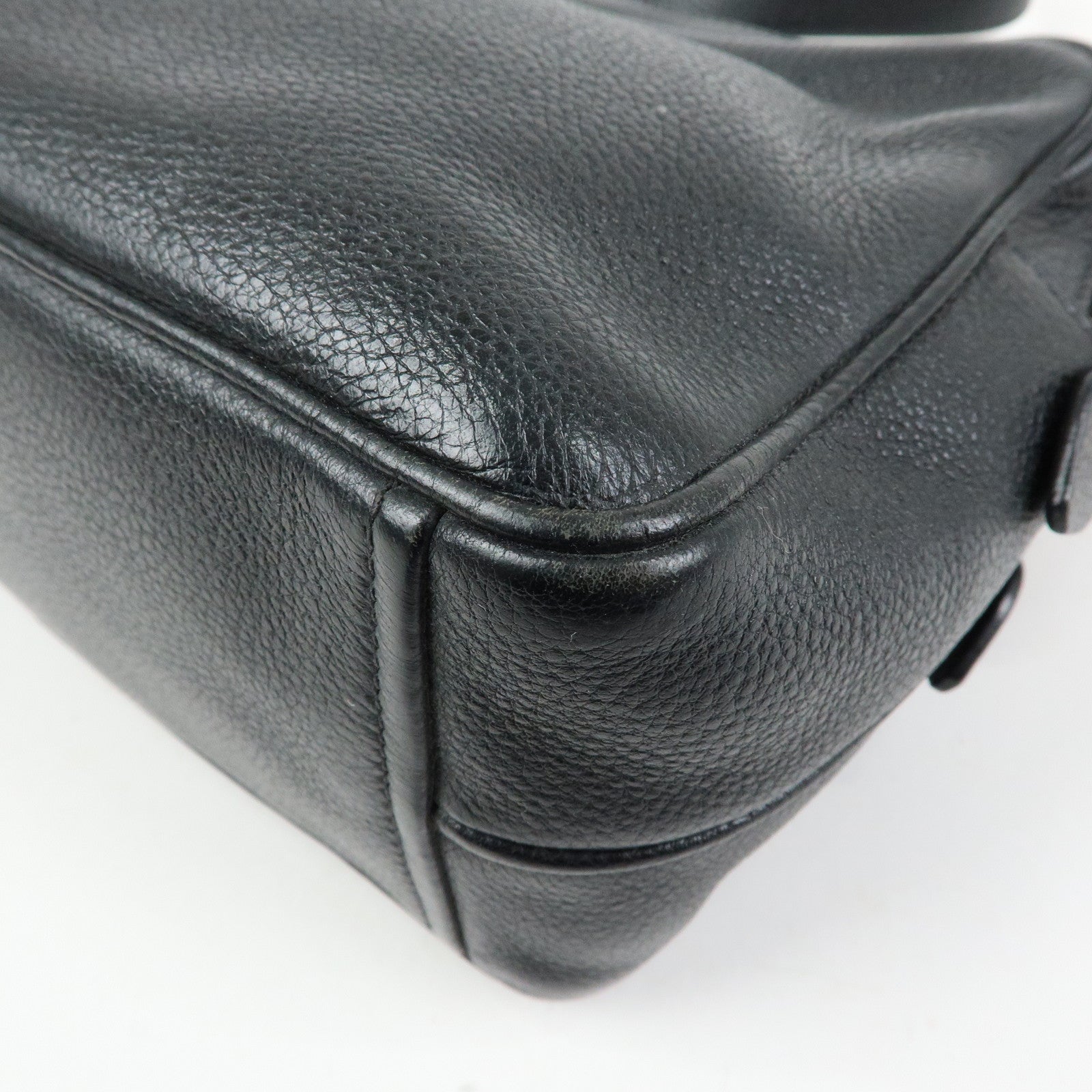 PRADA Logo Leather Shoulder Crossbody Bag Black 1BH079