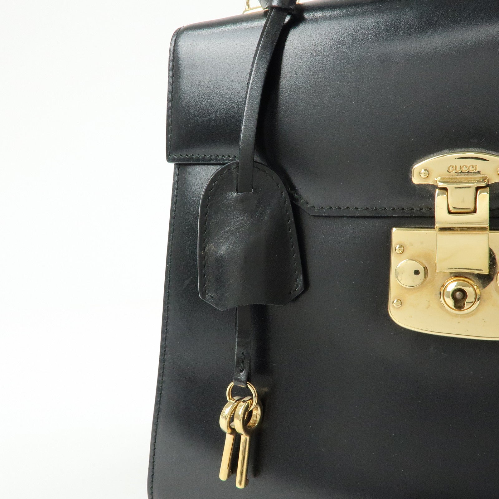 GUCCI Lady Lock Calf Leather 2Way Hand Bag Black