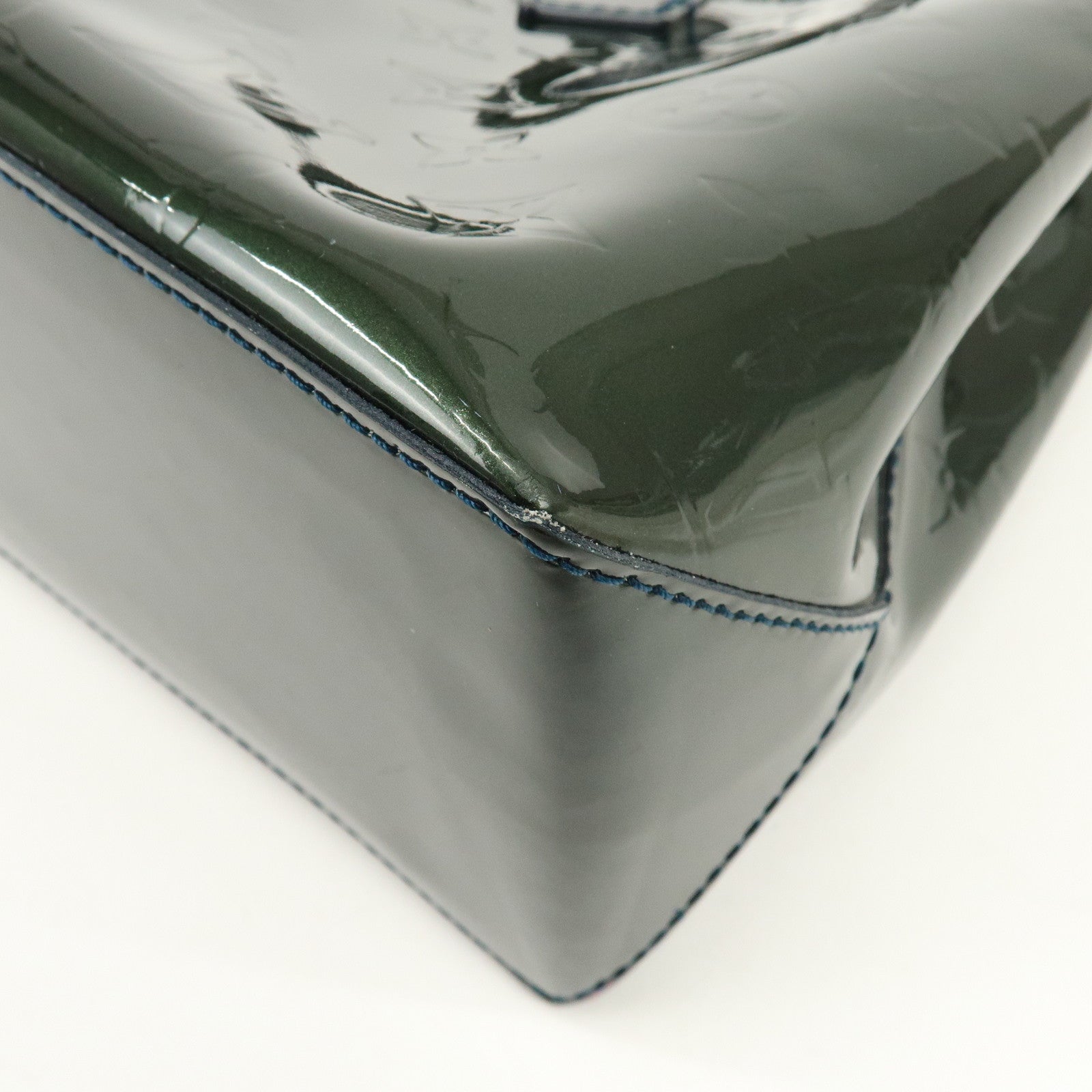 Louis Vuitton Monogram Vernis Wilshire PM Hand Bag Bleu Nuit M93684