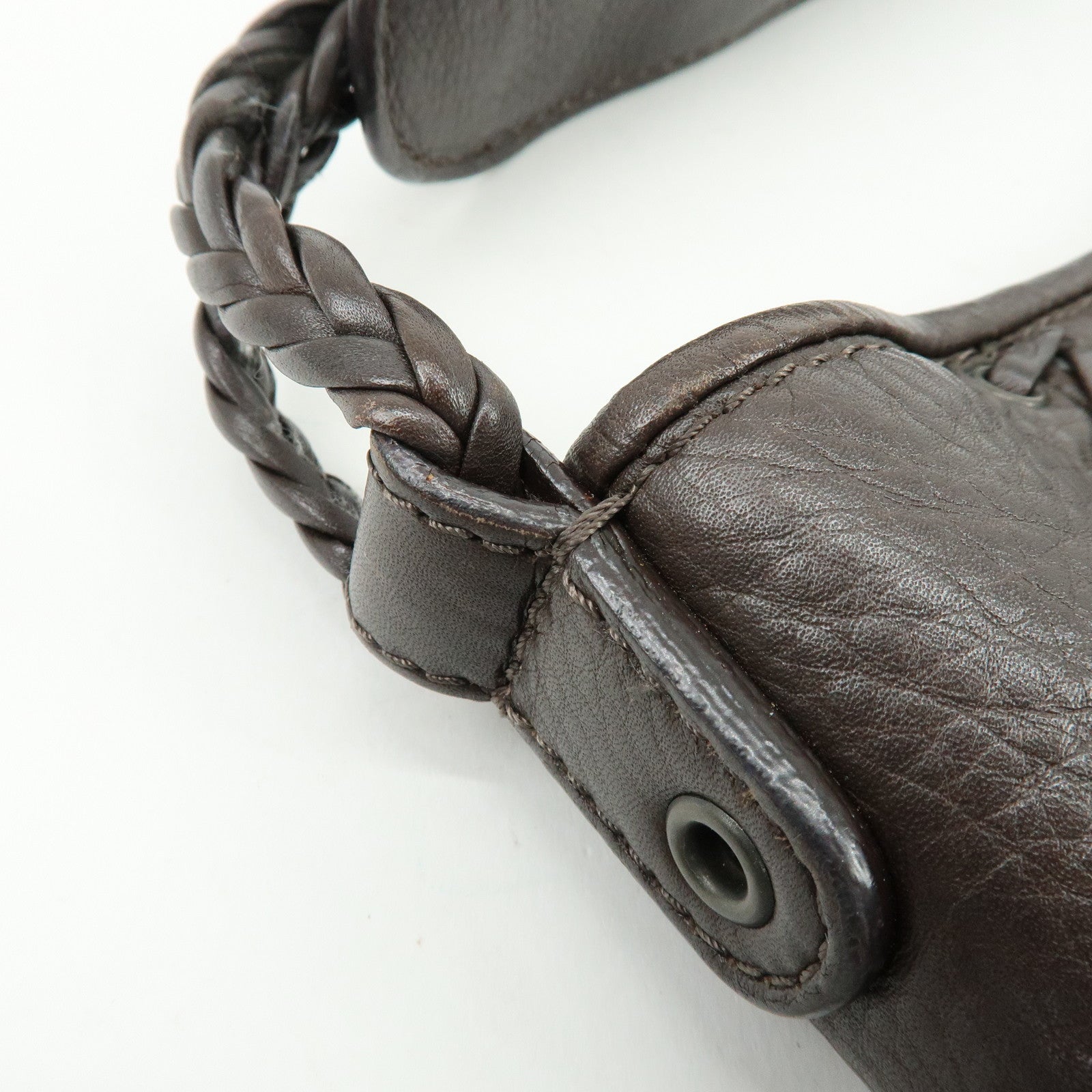 Christian Dior Leather Shoulder Bag Ethnic Heart Tassel Charm Brown