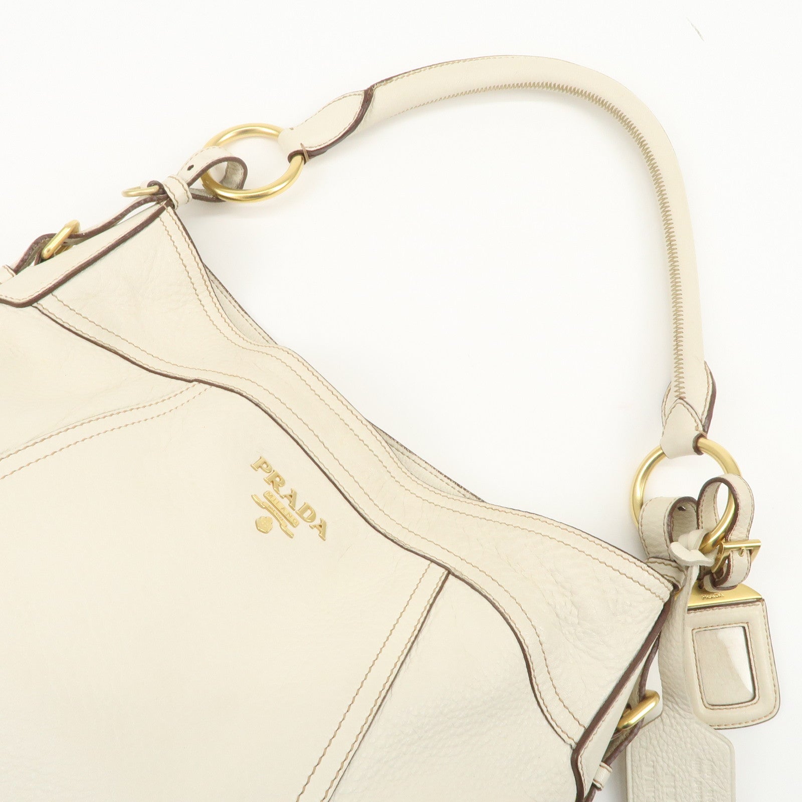 PRADA Logo Shoulder Bag Hand Bag Ivory