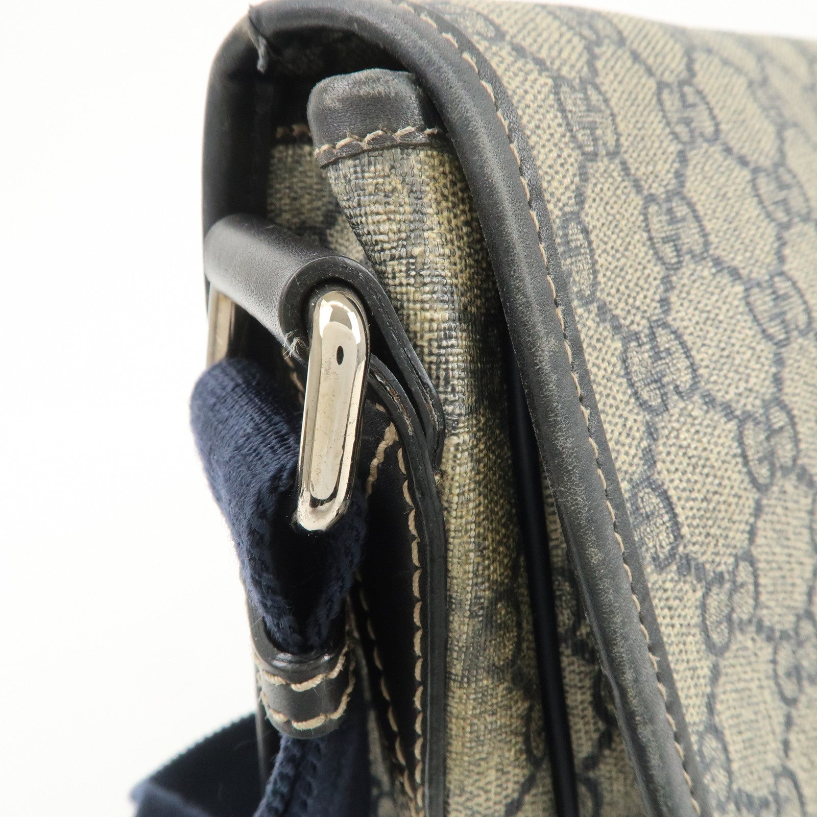 GUCCI GG Supreme Shoulder Bag Messenger Bag Beige Navy 201732