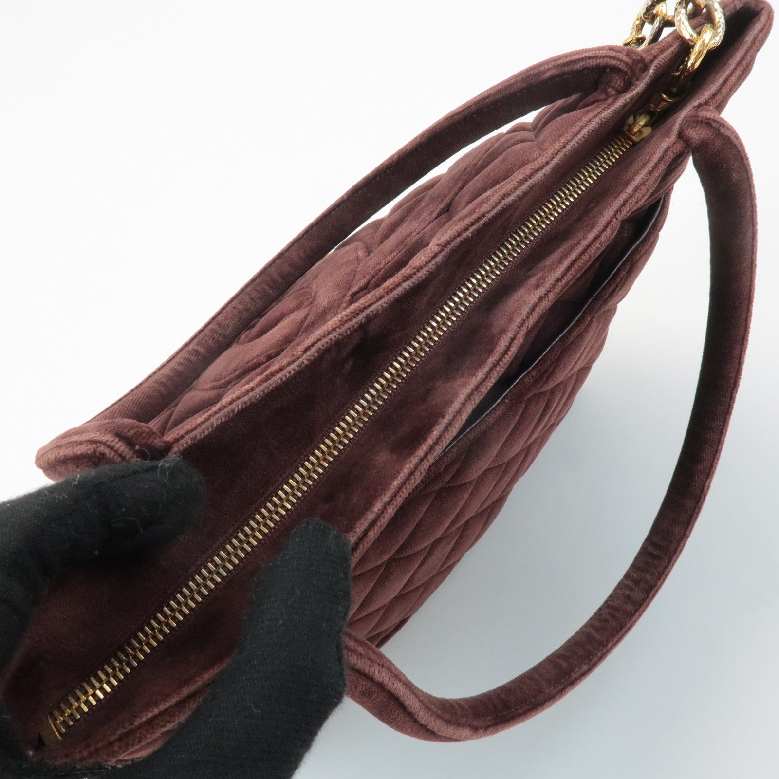 CHANEL Matelasse COCO Mark Velour Medalion Tote Bag Hand Bag A01804 Used