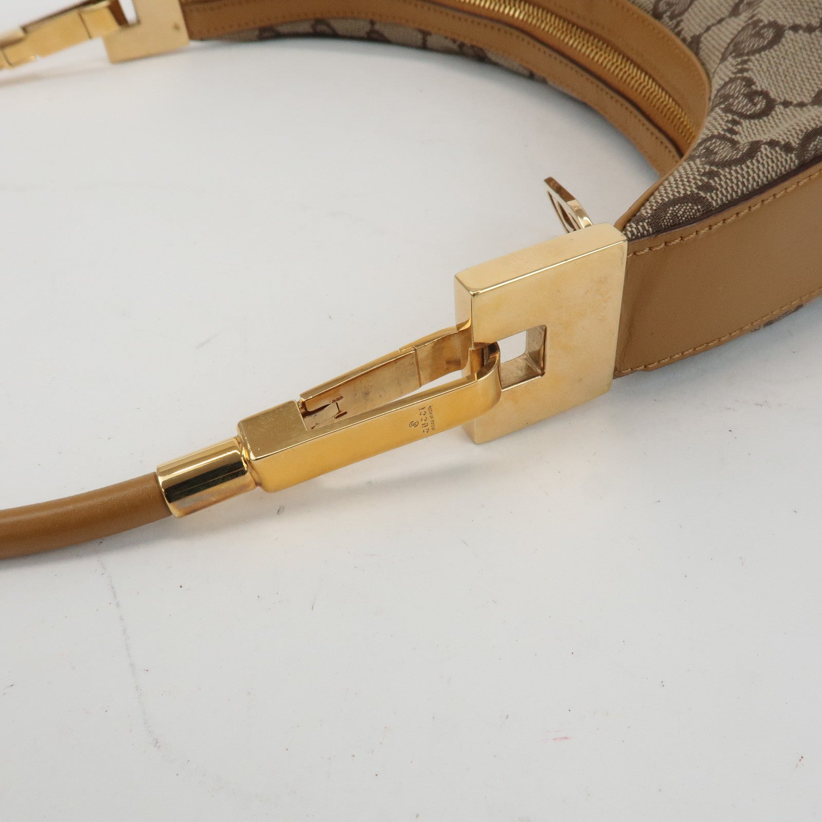 GUCCI GG Canvas Leather Shoulder Bag Hand Bag Beige 001.3812 Used