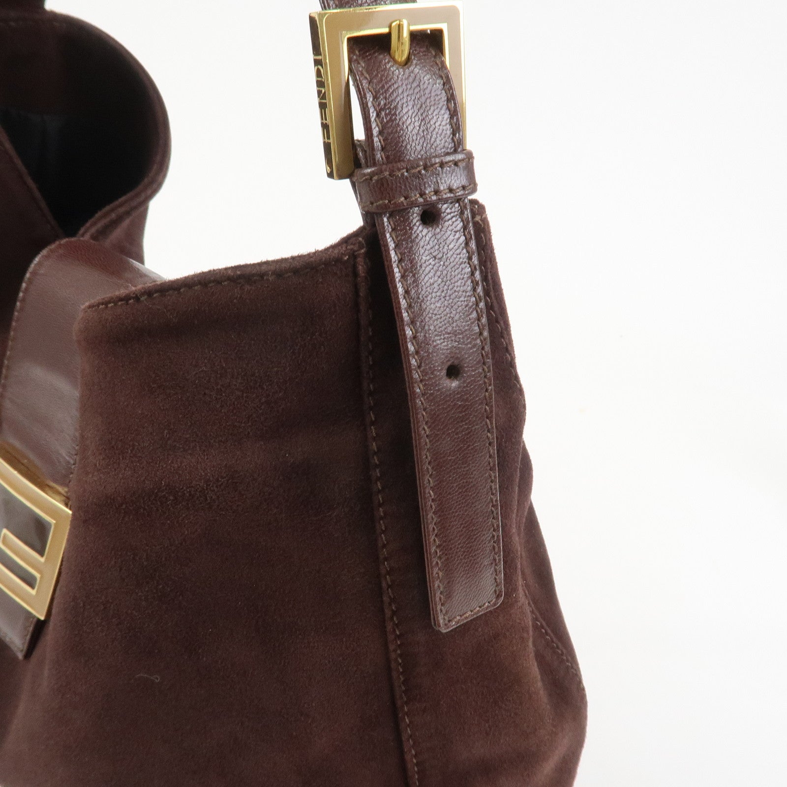 FENDI Suede Leather Shoulder Bag Hand Bag Brown 26327
