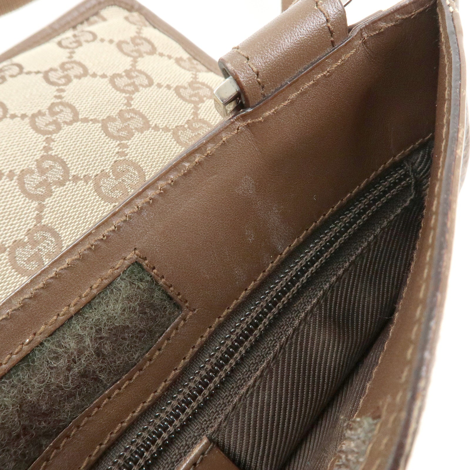 GUCCI GG Canvas Leather Shoulder Bag Crossbody Bag Brown 27639