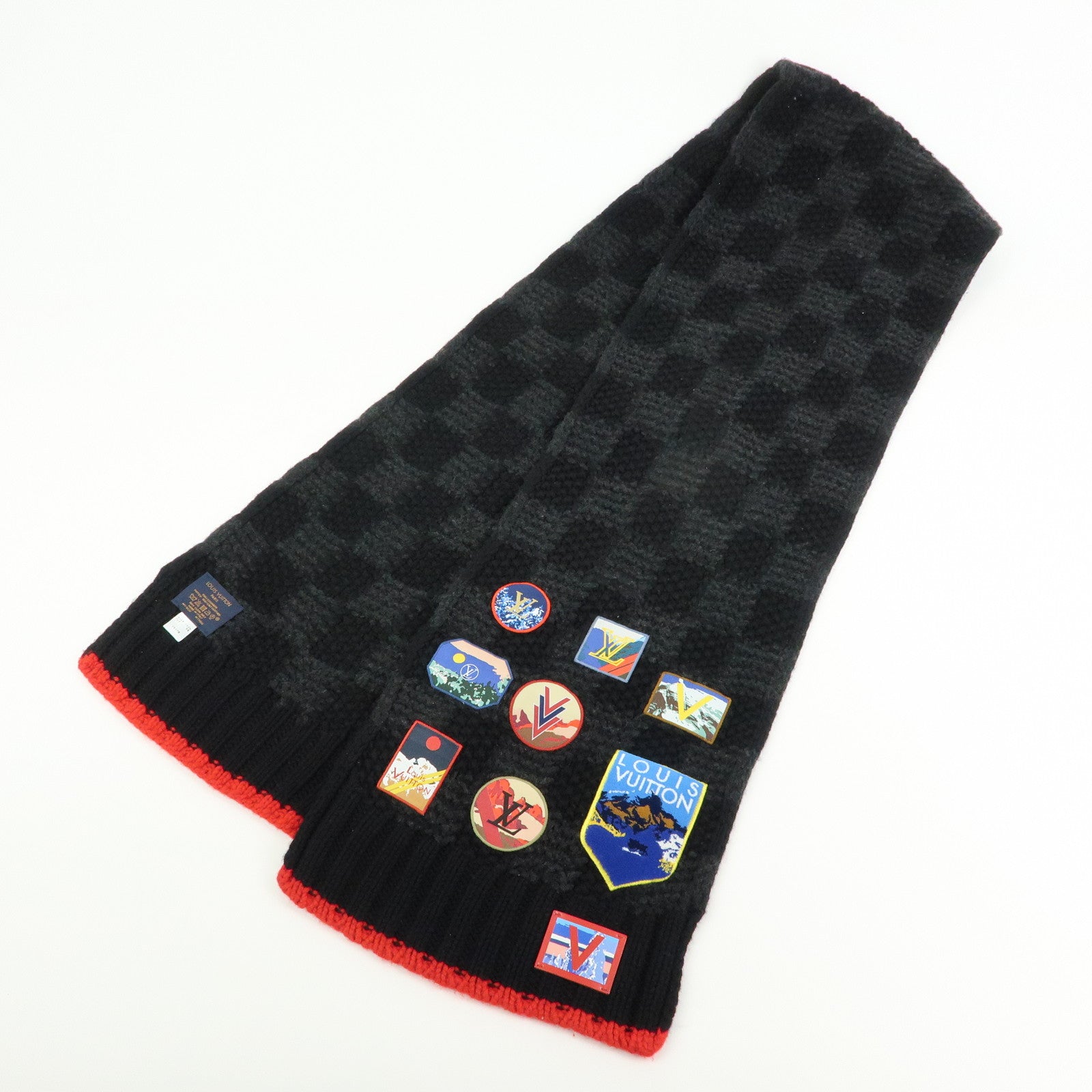 Louis Vuitton Helsinki Alps Patch Cashmere 100% Scarf Black M71108