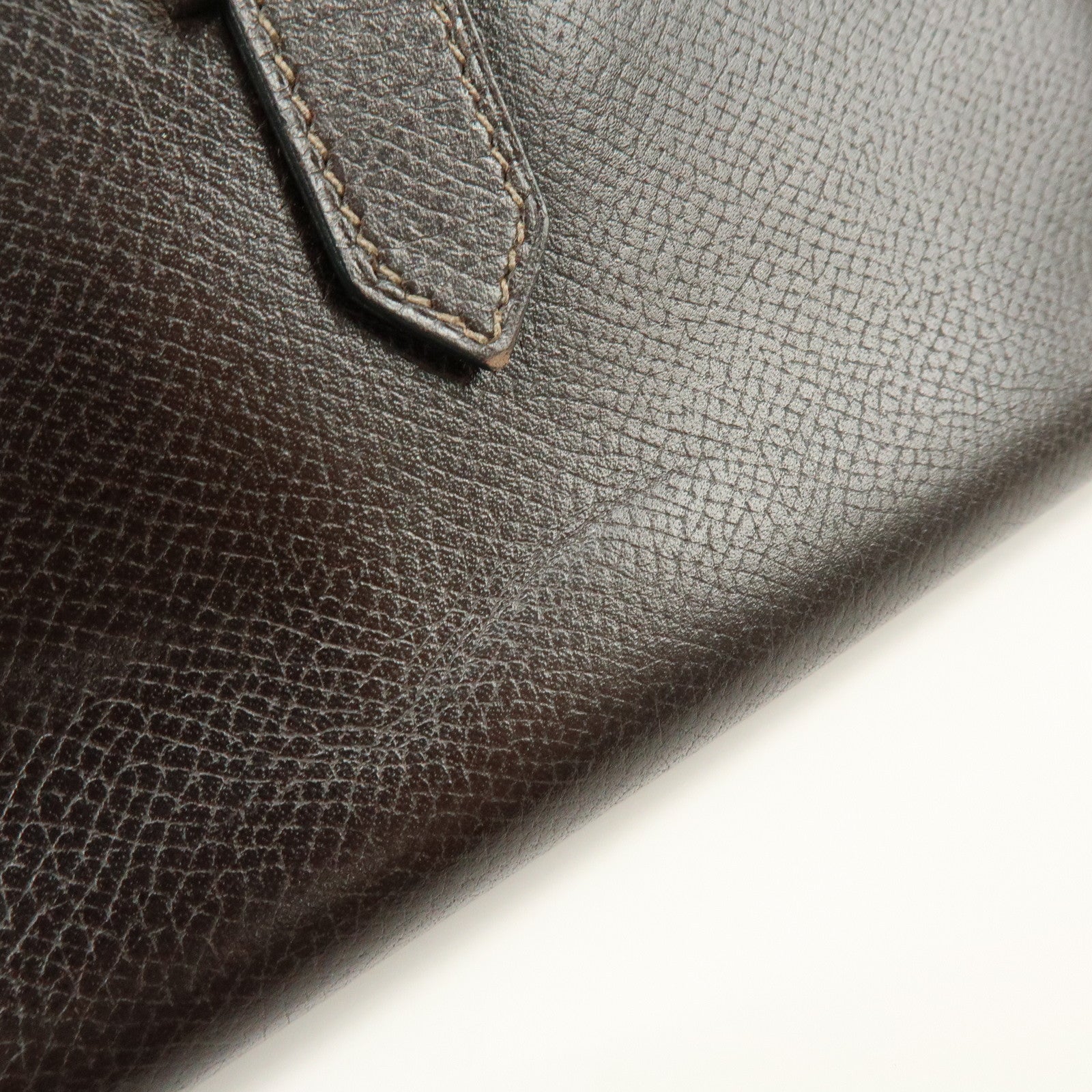 HERMES Béarn Classic Courchevel Long Wallet P Stamped Dark Brown