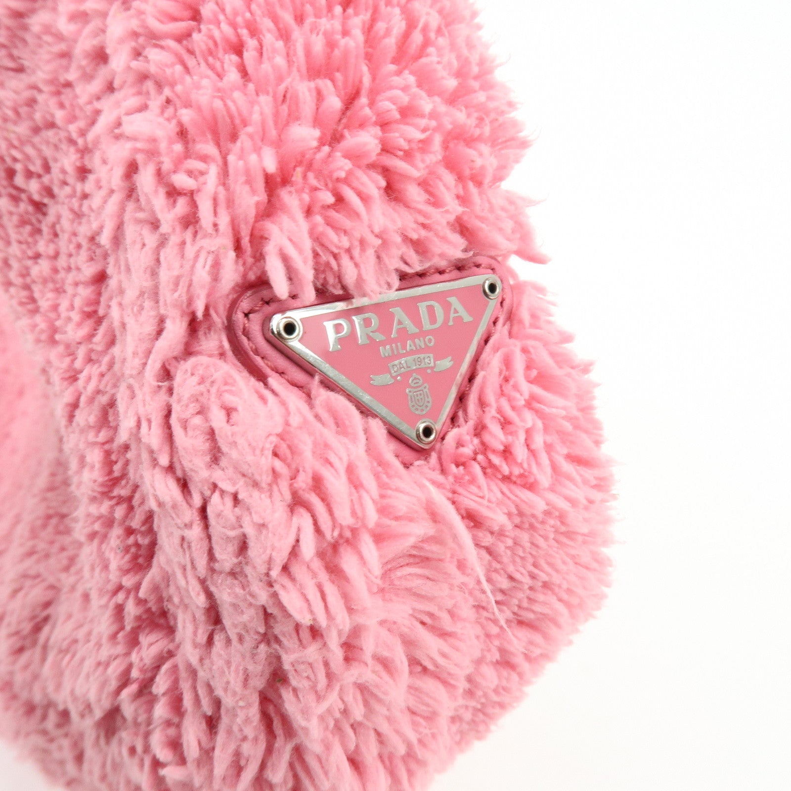 PRADA Triangle Logo Re-edition 2000 Polyester Hand Bag Pink 1NE515