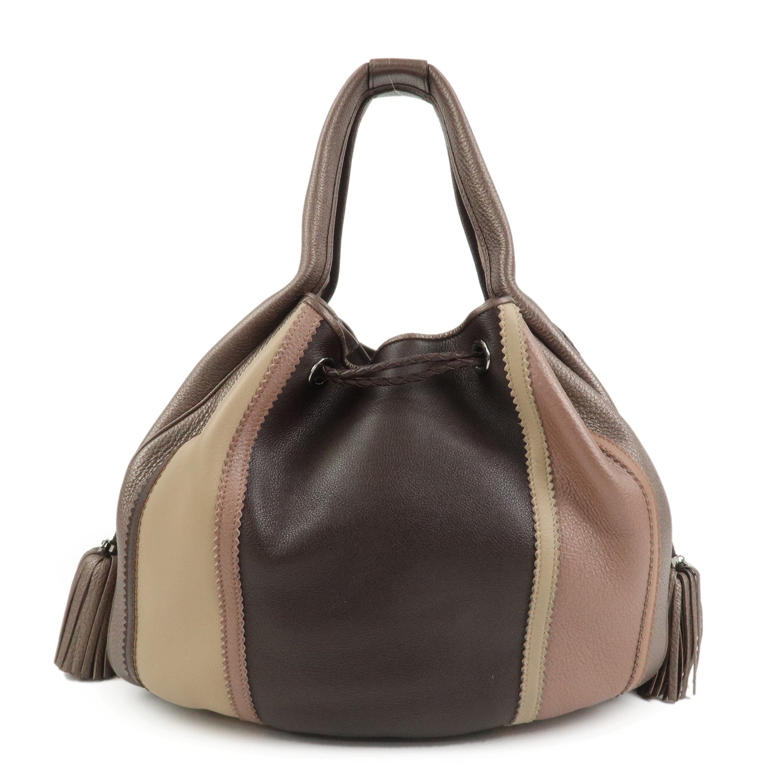 LOEWE Tassel Panel 2Way Bag Hand Bag Initial Y.O Stamped Brown