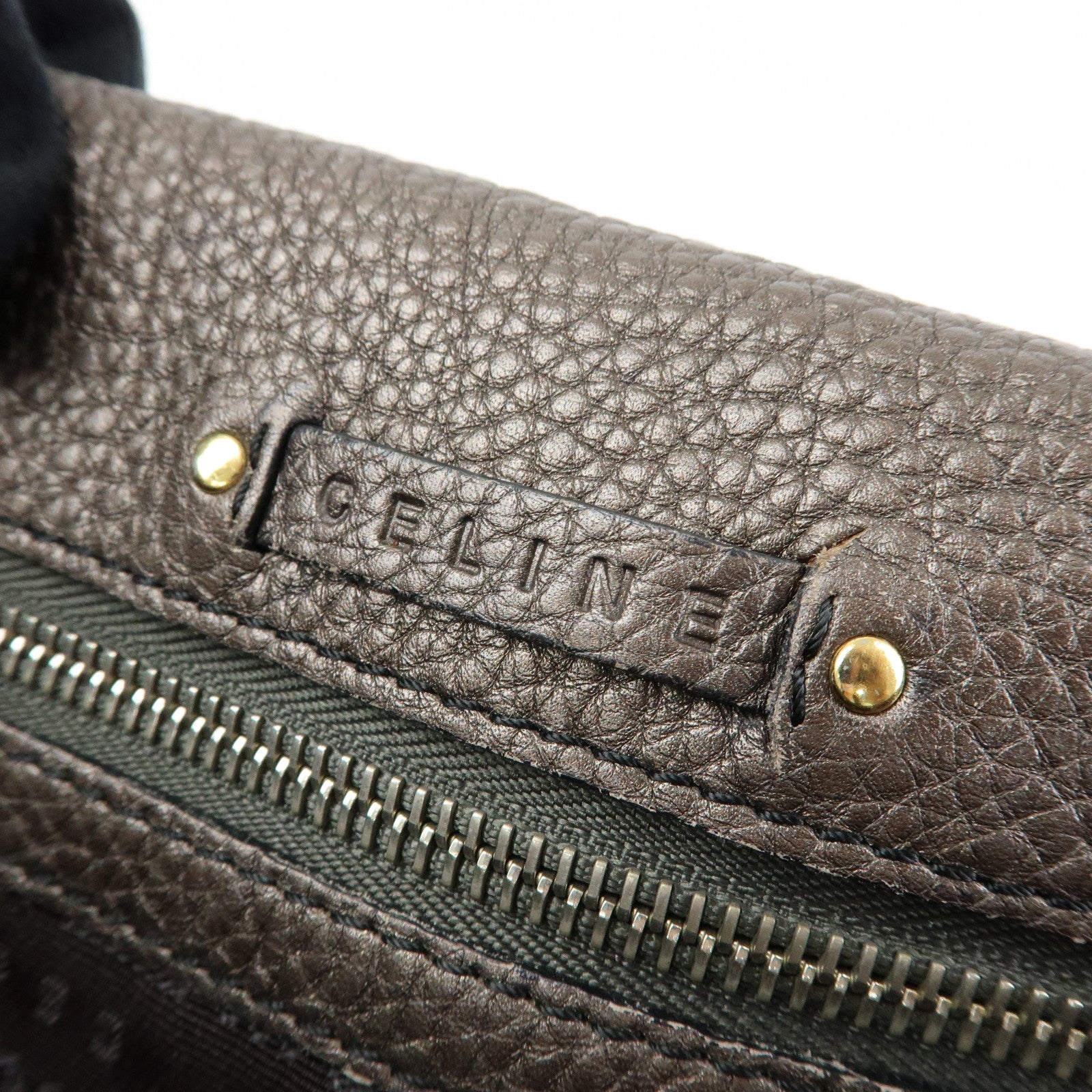 CELINE Triomphe Studs Leather Shoulder Bag Crossbody Bag Bronze