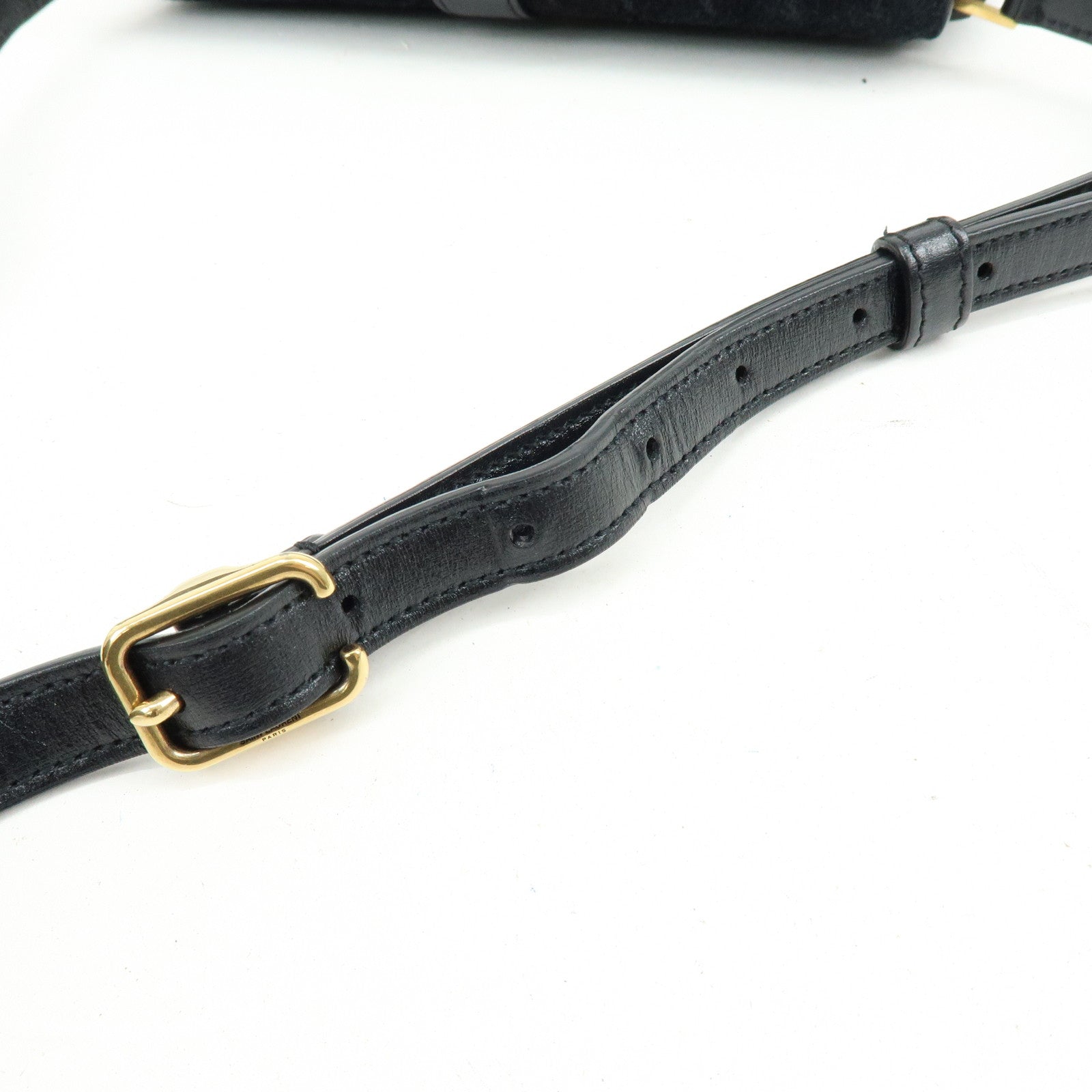 SAINT LAURENT PARIS Le Monogram Suede Leather Shoulder Bag Black