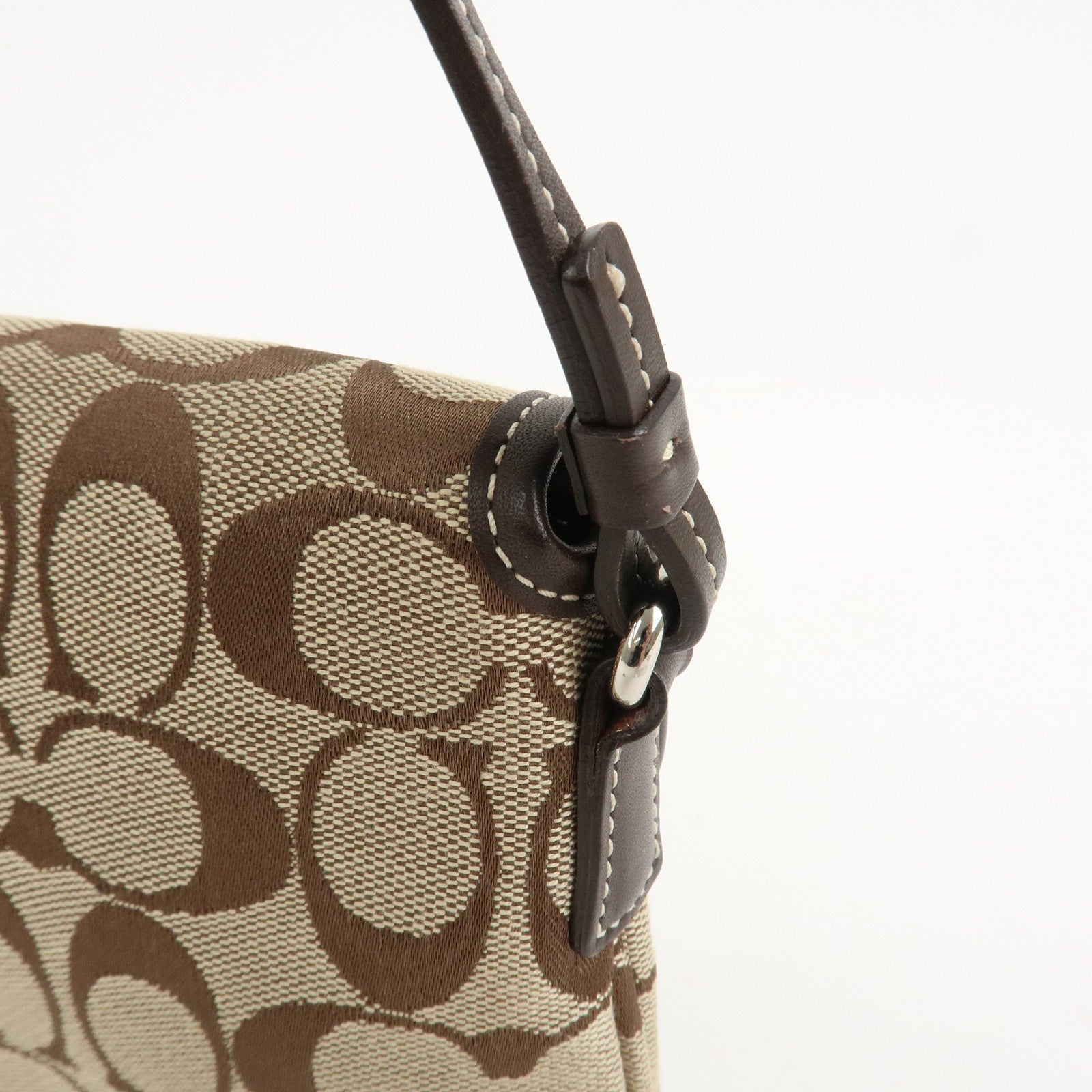 COACH Signature Canvas Leather Shoulder Bag Hand Bag Brown