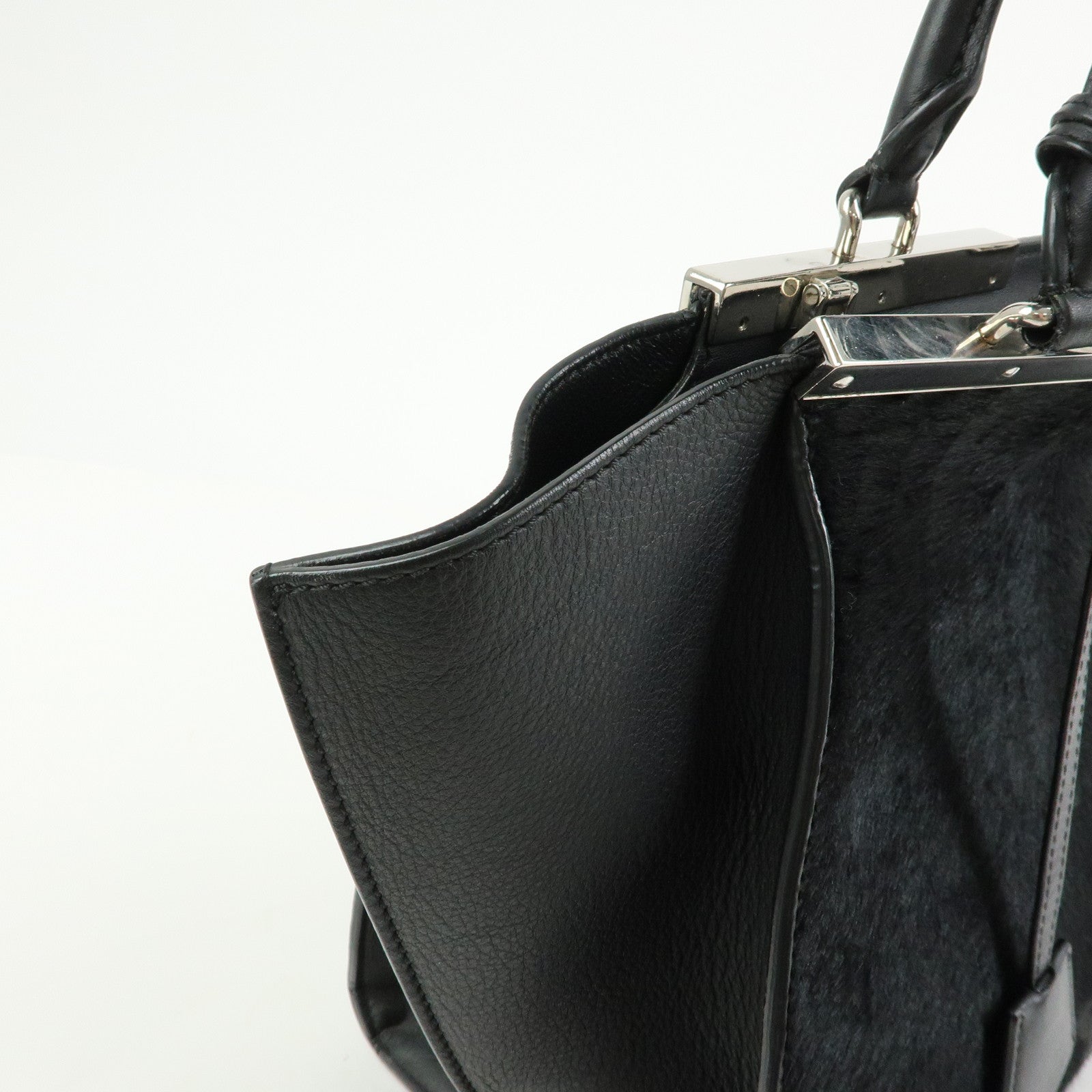 FENDI Trois Jours Leather Pony Hair 2Way Hand Shoulder Bag 8BH279
