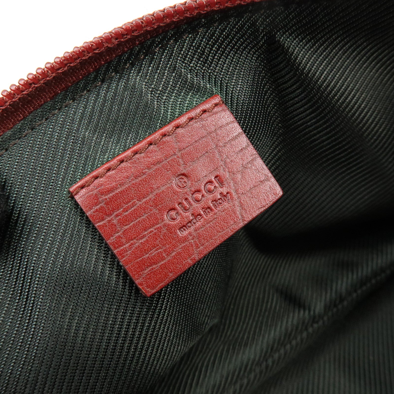 GUCCI Boat Bag GG Canvas Leather Hand Bag Wine Red 07198
