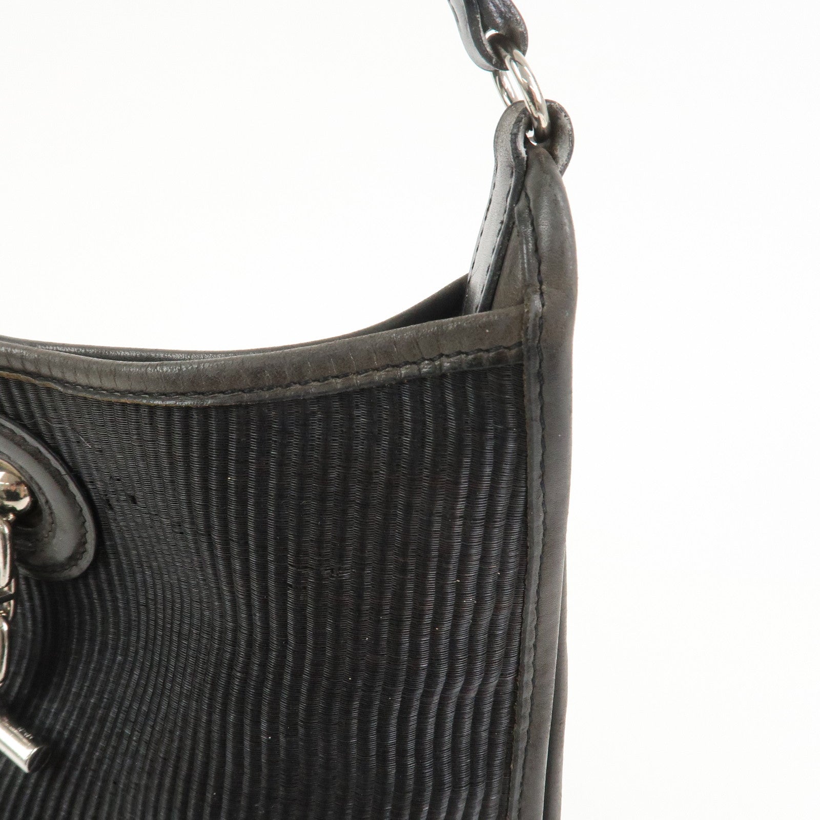 HERMES Vespa PM Crinolin Leather Shoulder Bag C Stamped Black