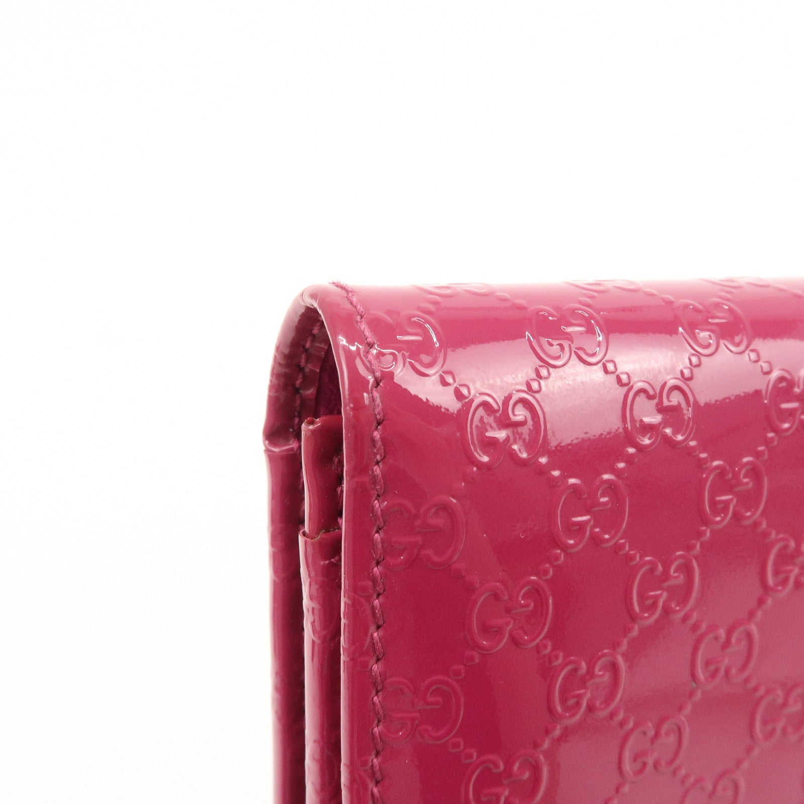 GUCCI Nice Micro Guccissima Patent Leather Long Wallet Pink 309760
