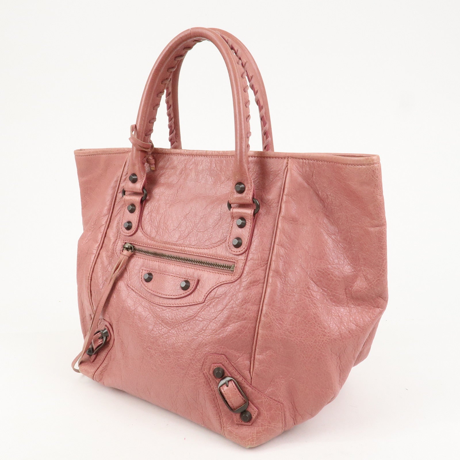 BALENCIAGA The Sunday Leather Tote Bag Hand Bag Pink 228750