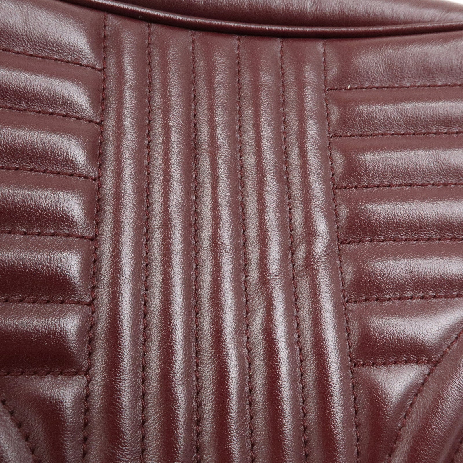 PRADA Leather Chain Shoulder Bag Crossbody Bag Bordeaux 1BH083