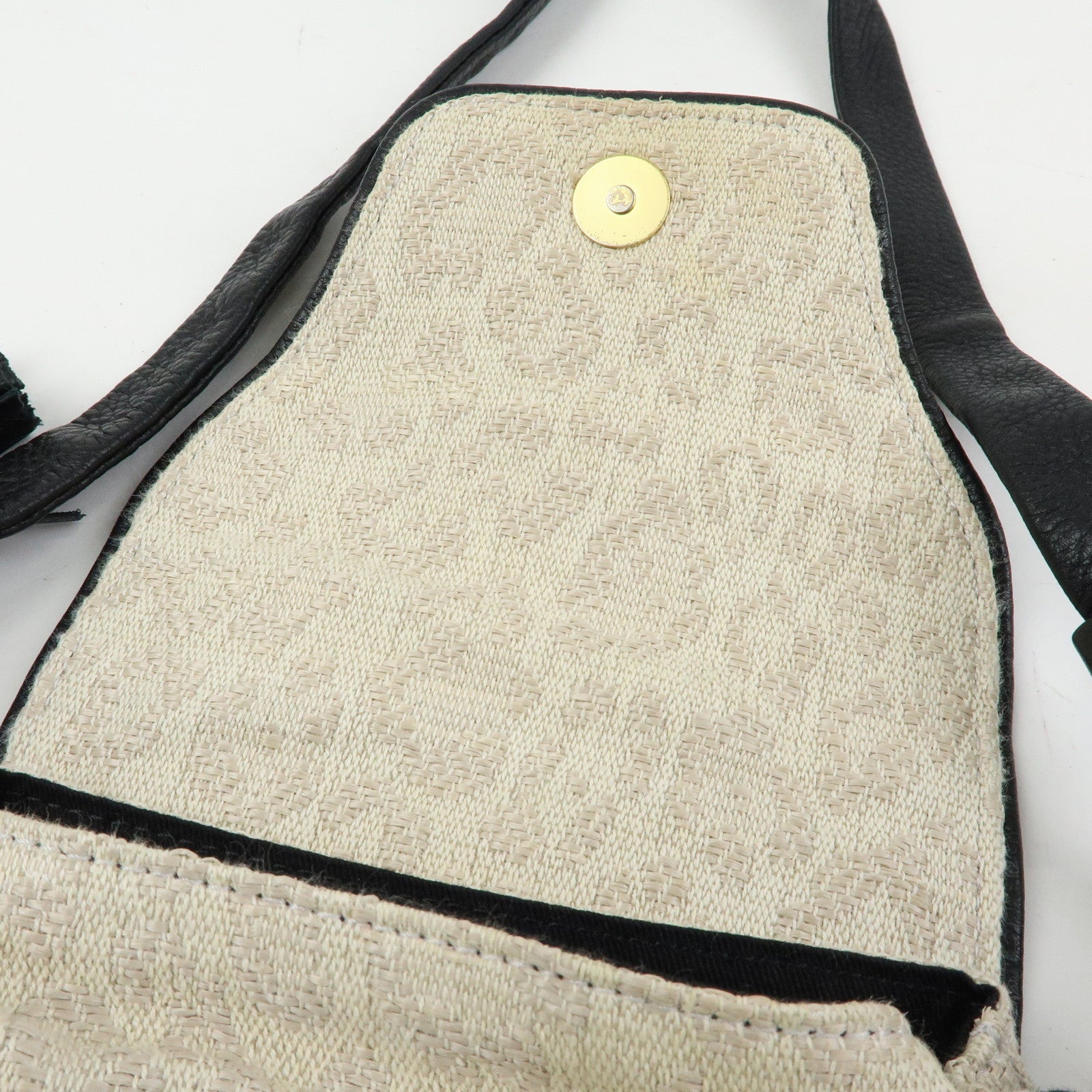Chloe See By Chloe Canvas Leather Shoulder Bag Ivory Black