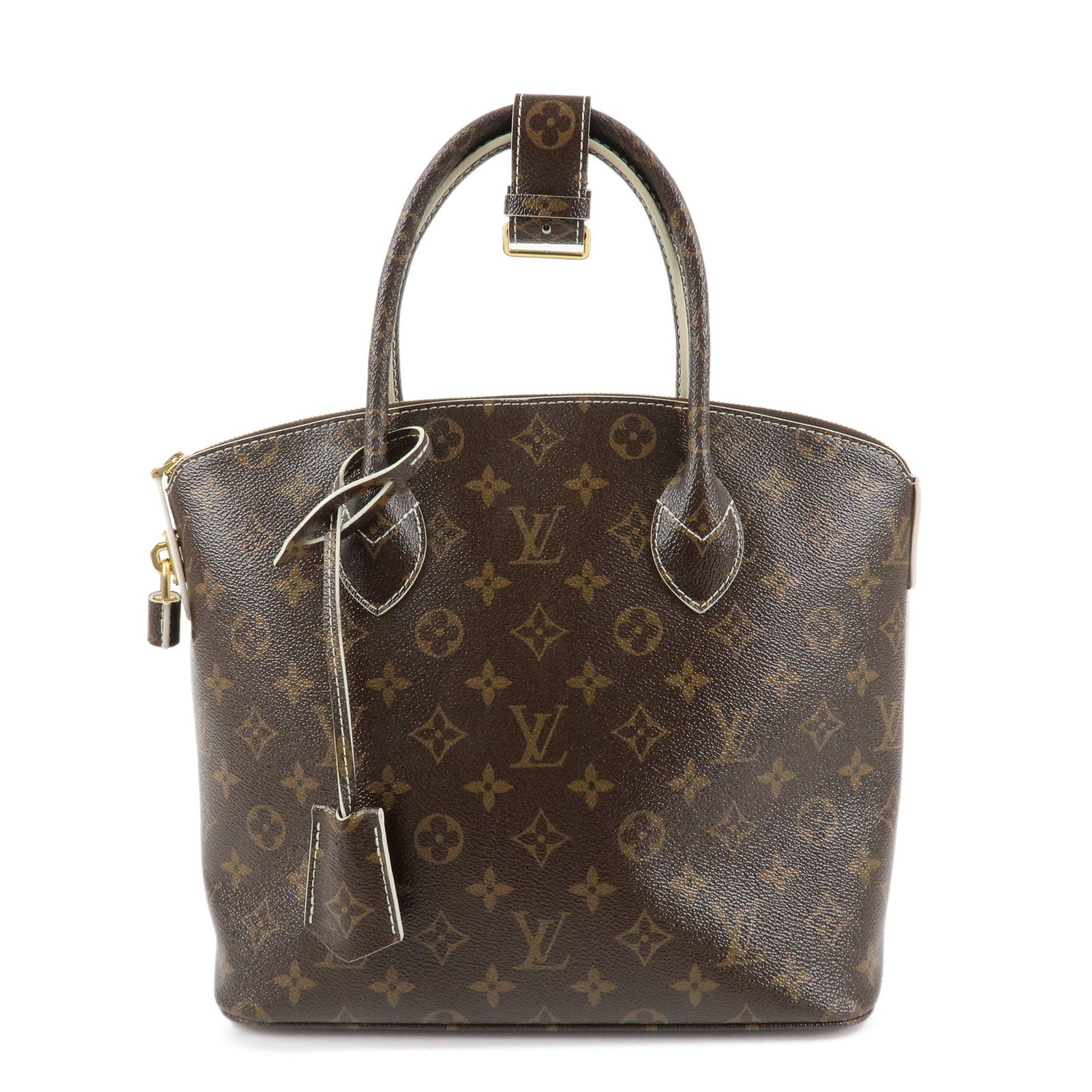 Louis Vuitton Monogram Shiny Canvas Lock It Hand Bag Brown M40597 Used