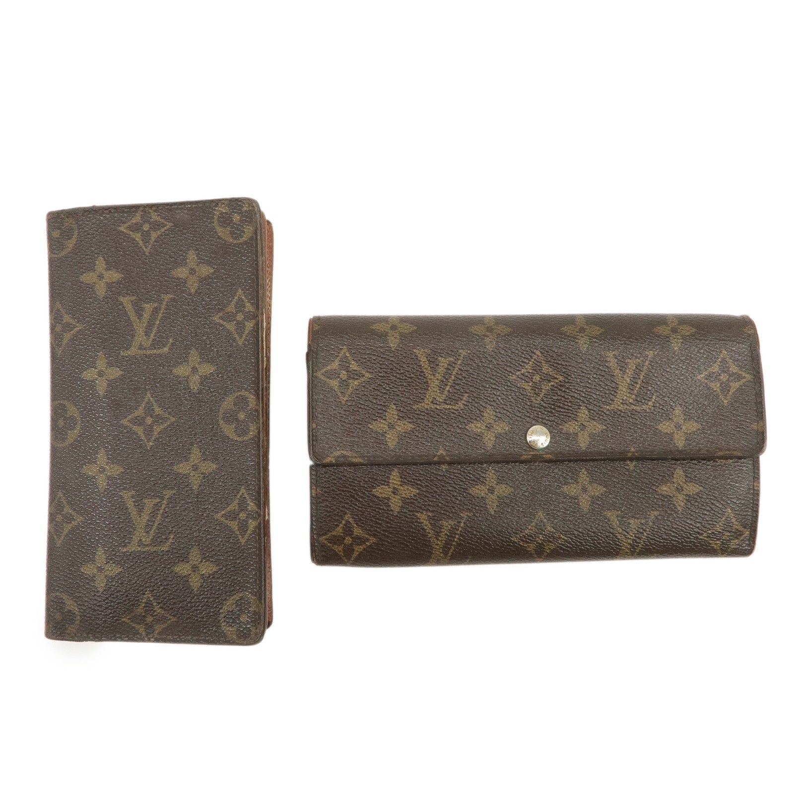 Louis Vuitton Monogram Set of 2 Long Wallets Brown M61734 M60825