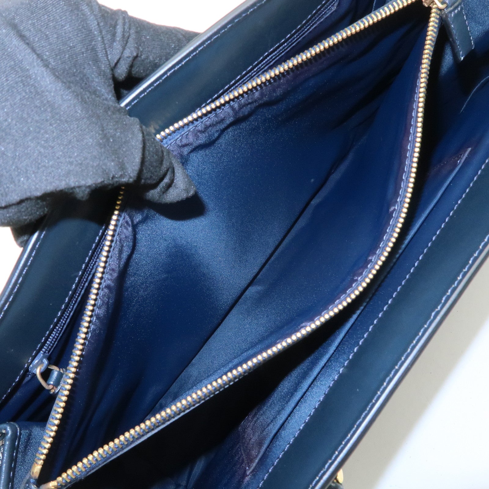 Christian Dior Trotter Canvas Leather Tote Bag Hand Bag Navy Used