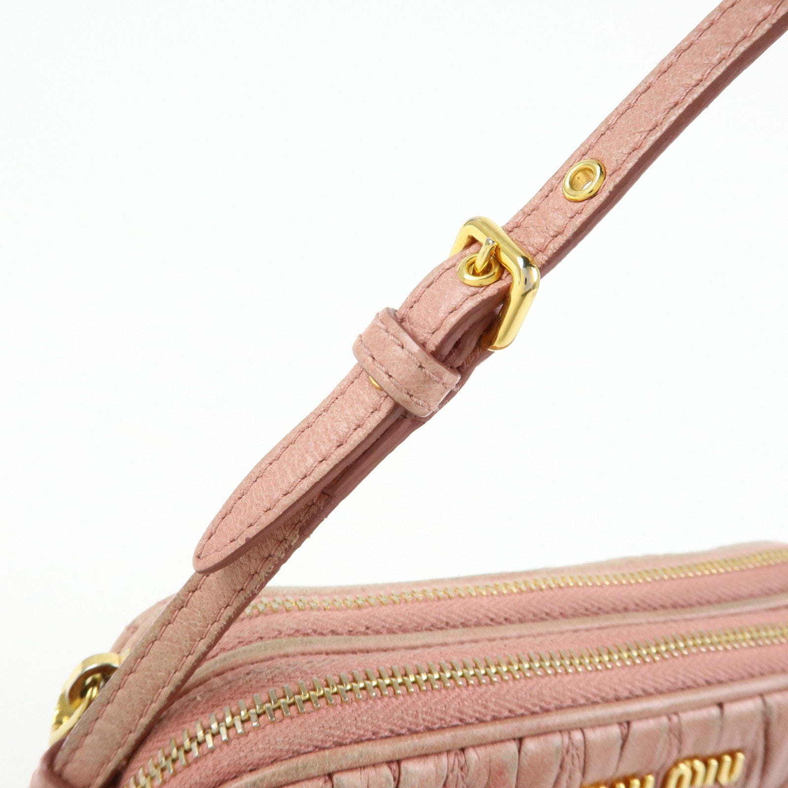 MIU MIU Matelasse Leather Hand Bag Accessory Pouch Pink