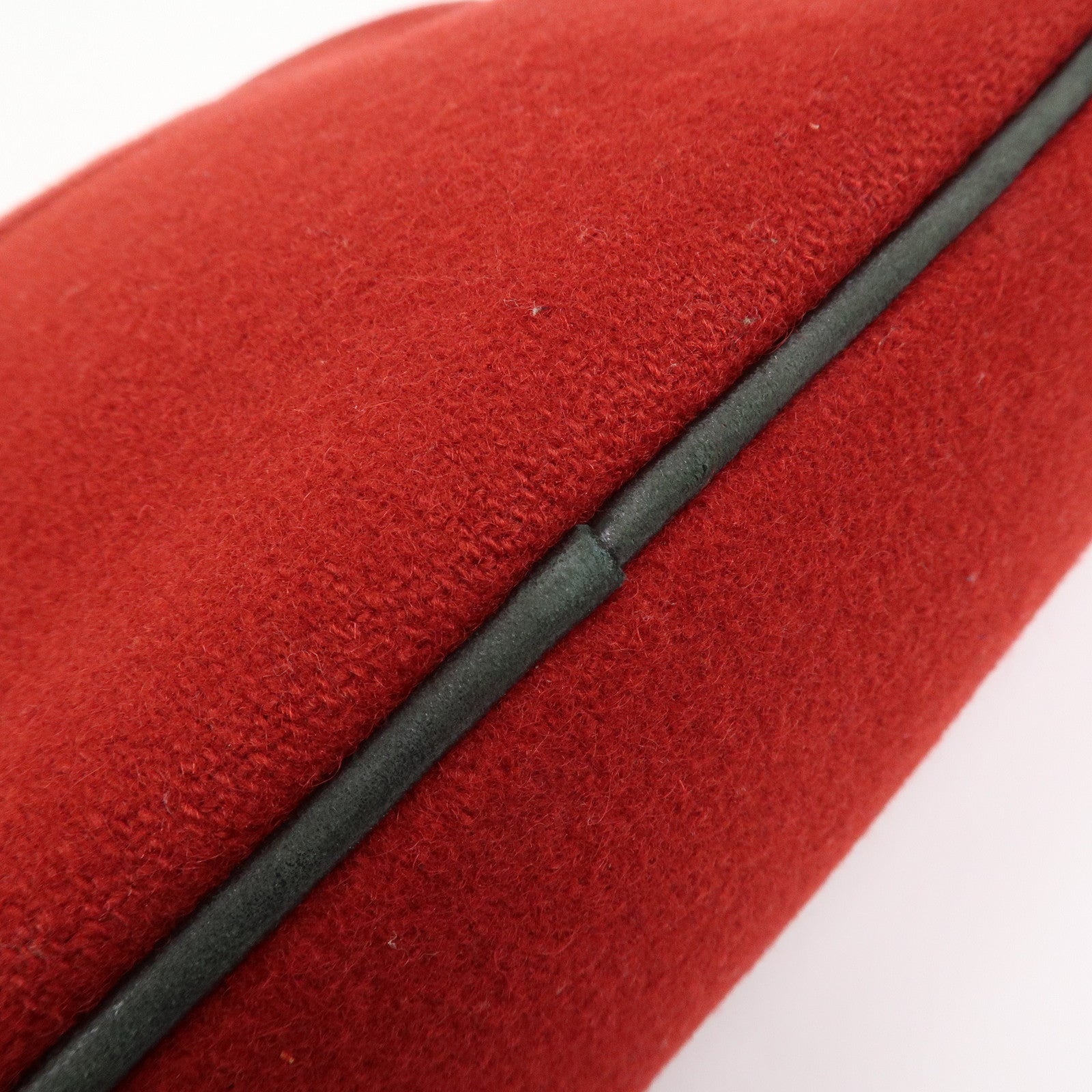 HERMES Wool 100% Leather Bolide Pouch MM Cosmetic Pouch Red
