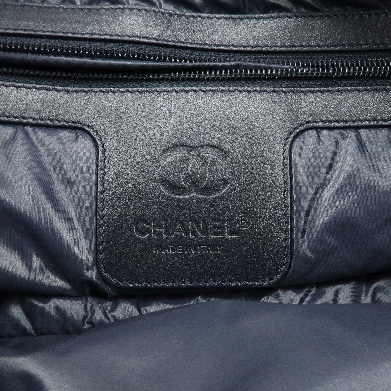 CHANEL COCO Cocoon Nylon Leather Medium Tote Bag Hand Bag A48611