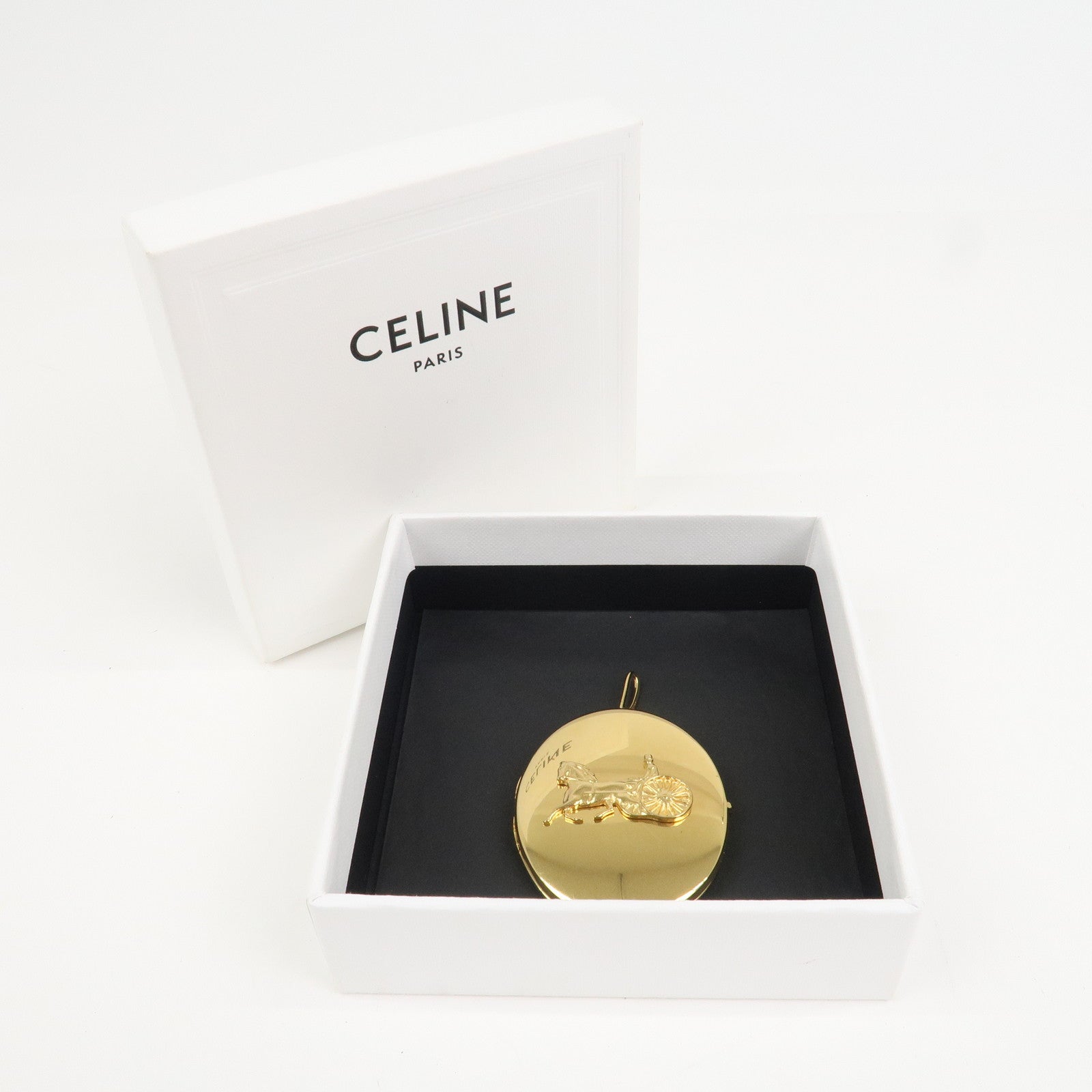 CELINE Metal Sulky Box Pendant Charm Pendant Top Gold