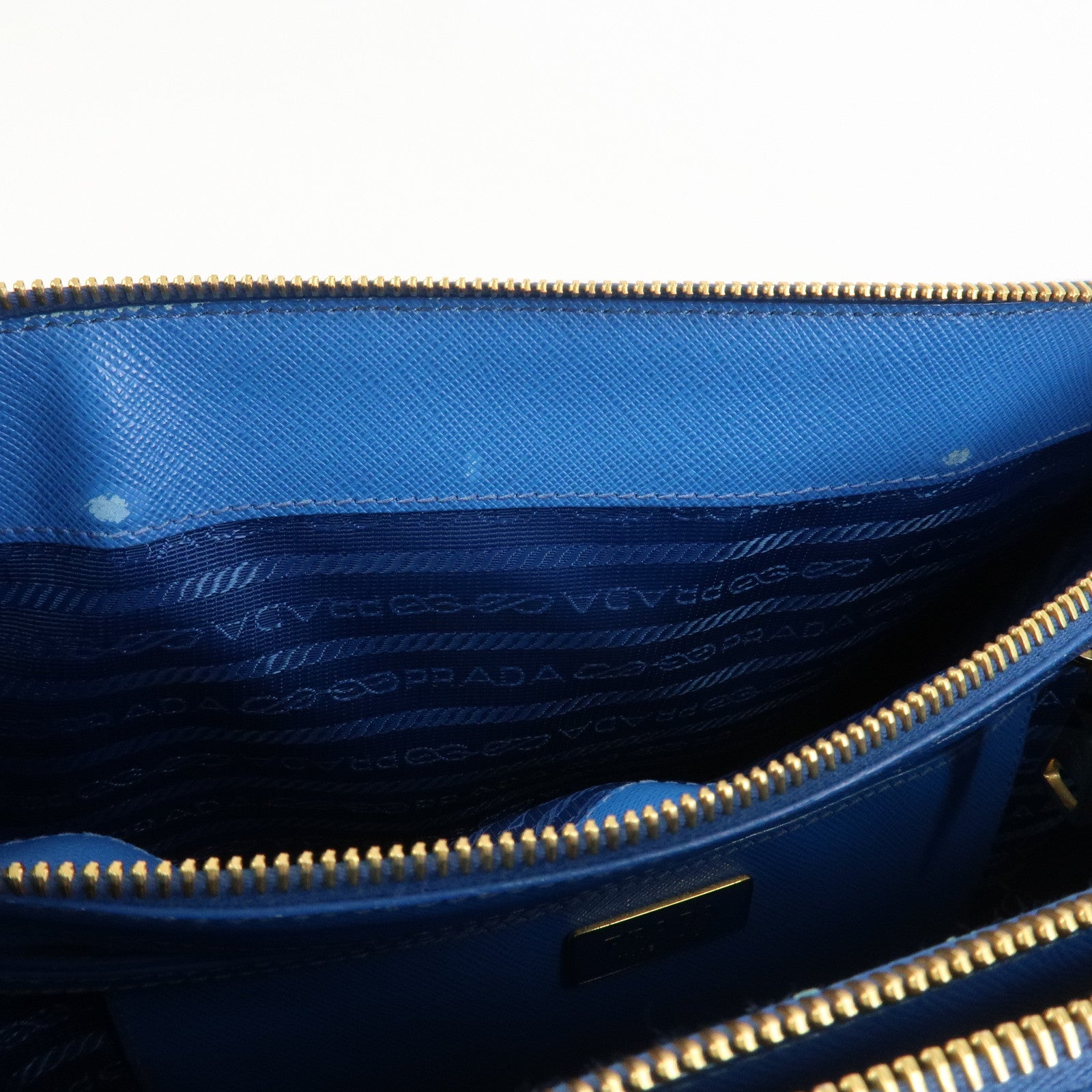PRADA Triangle Logo Galleria Saffiano Leather 2Way Bag Blue 1BA274