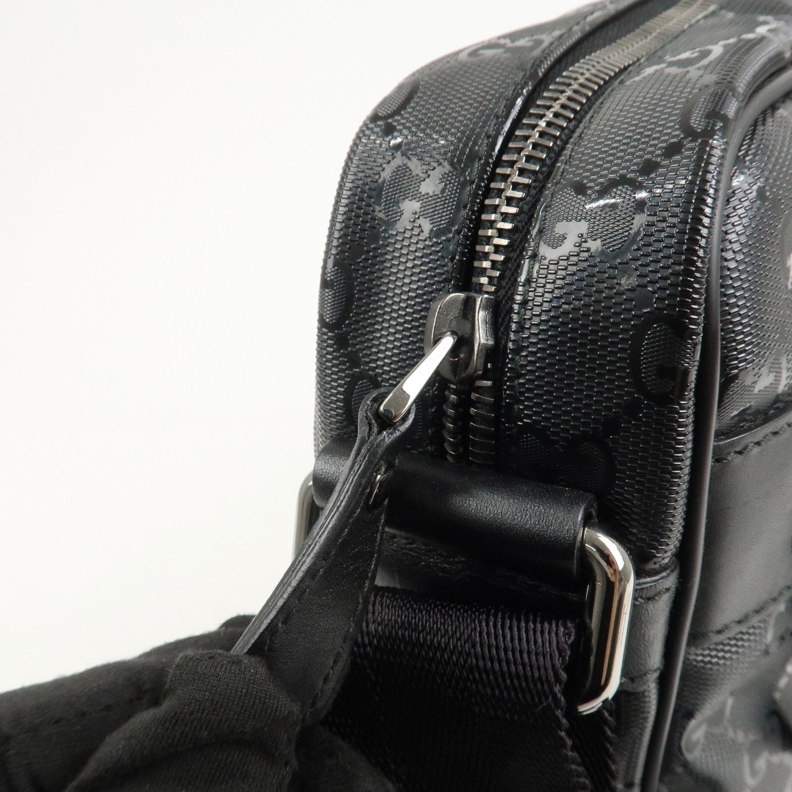 GUCCI GG Imprime Monogram PVC Shoulder Bag Cross Body Bag Black 201448