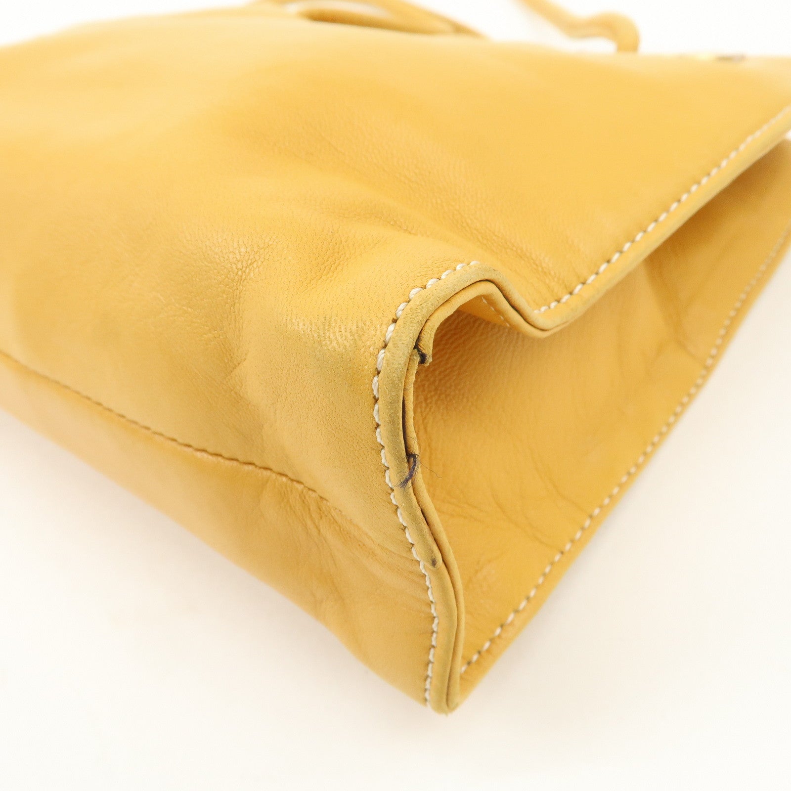 LOEWE Logo Nappa Leather Shoulder Bag Hand Bag Yellow