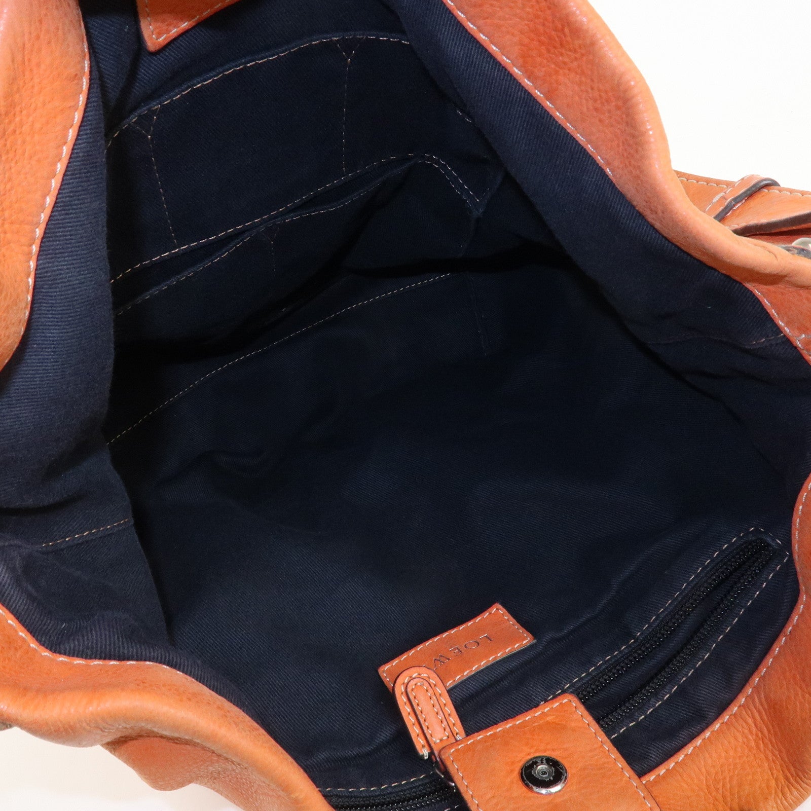 LOEWE Anagram Logo Leather Shoulder Bag Hand Bag Orange