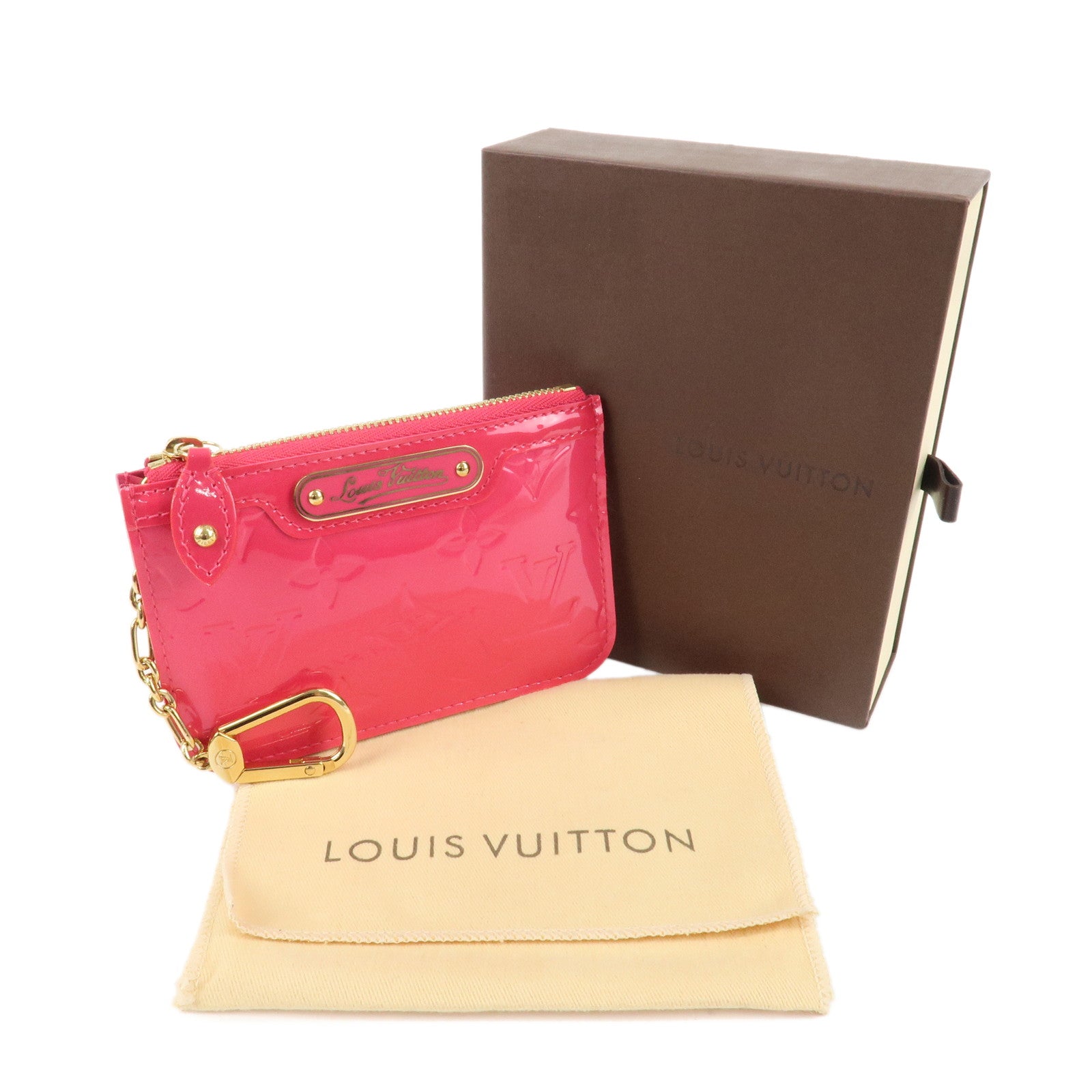 Louis Vuitton Monogram Vernis Leather Pochette Cles NM Rose Pop M93637 Used