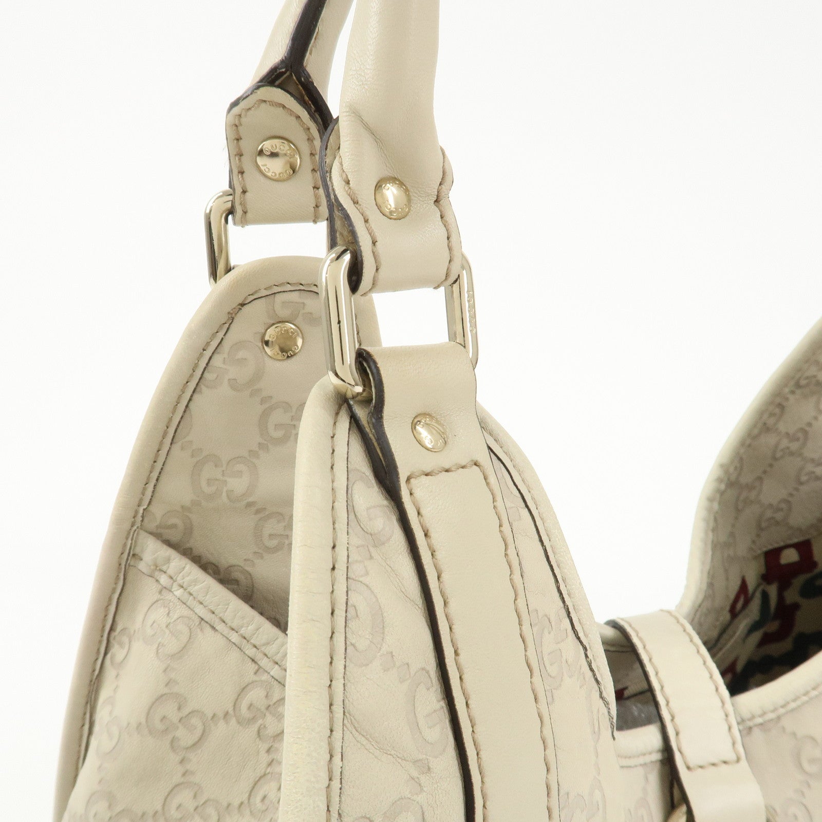 GUCCI Guccissima Leather Shoulder Bag Hand Bag Ivory 203494