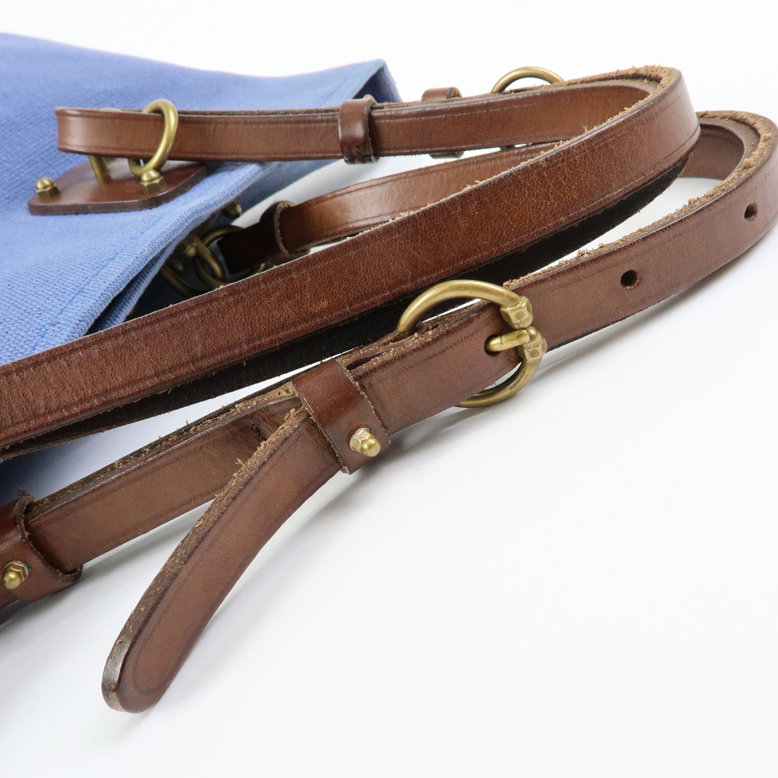 BOTTEGA VENETA Canvas Leather Tote Bag Shoulder Bag Blue 170045