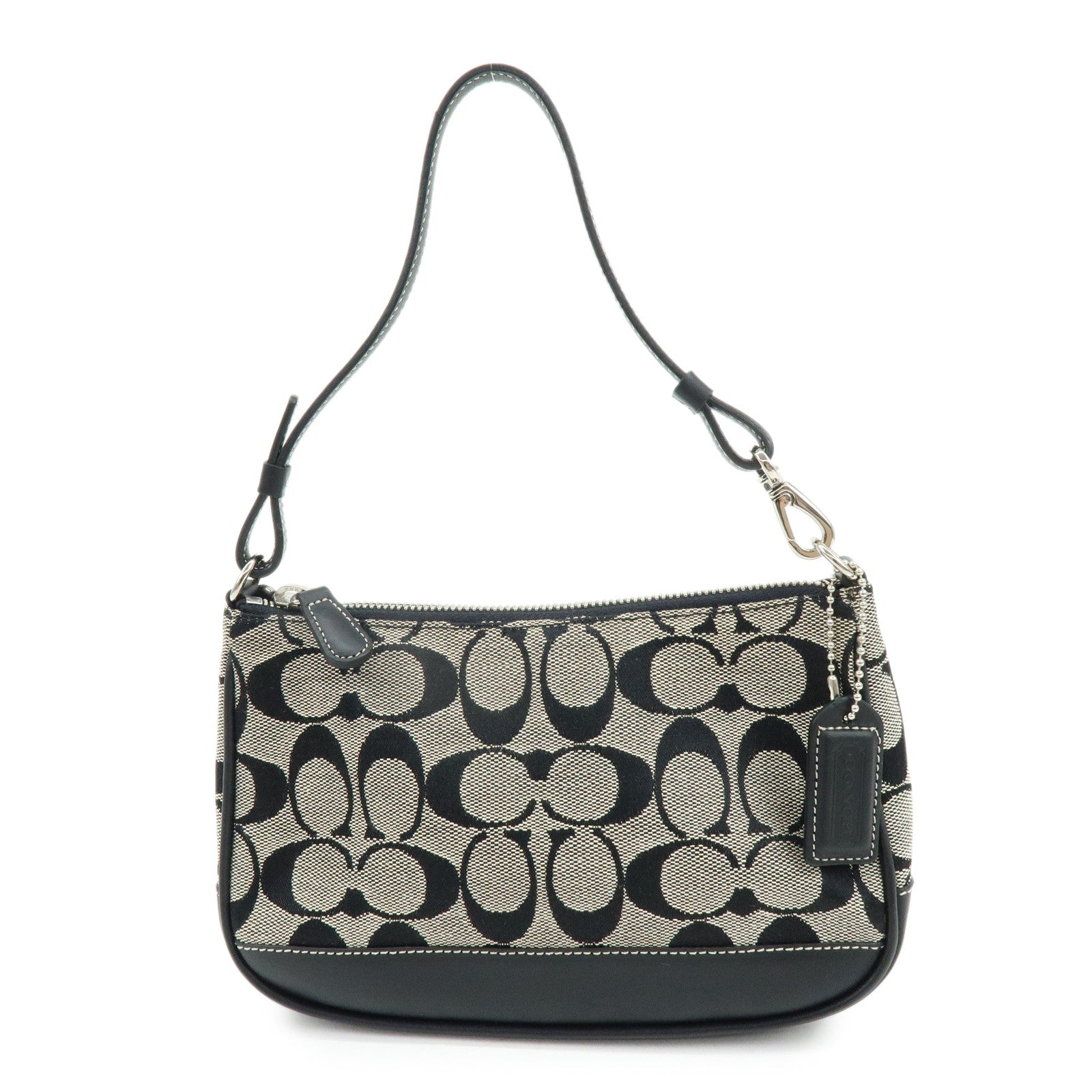 COACH Signature Canvas Leather Hand Bag Pouch Black